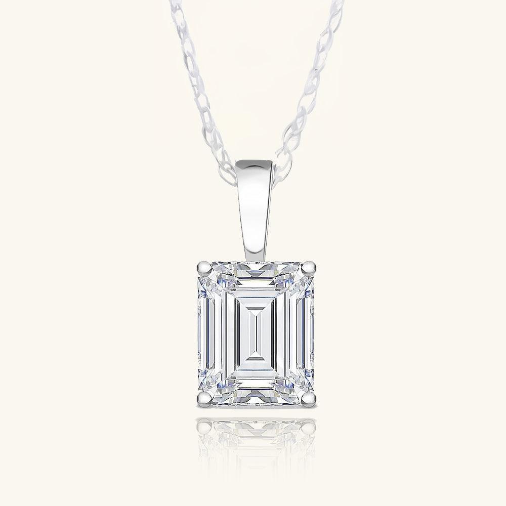 Premium Moissanite Emerald Charm Pendant Necklace - Elegant Jewelry Gift for Women, Perfect for Weddings, Anniversaries & Special Occasions