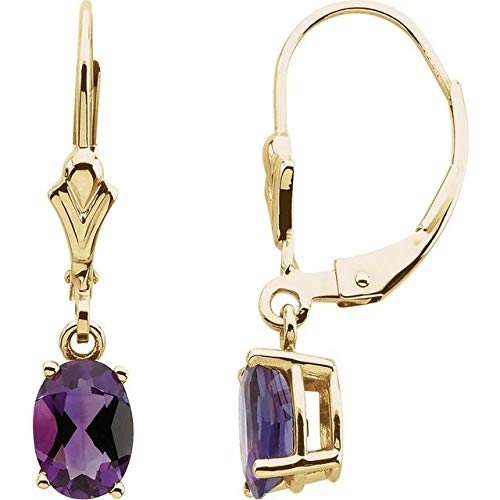 14K Yellow Gold Amethyst Stud Earrings for Women | Dainty Fine Jewelry Gifts for Her | Birthday, Anniversary & Valentine's Day Present