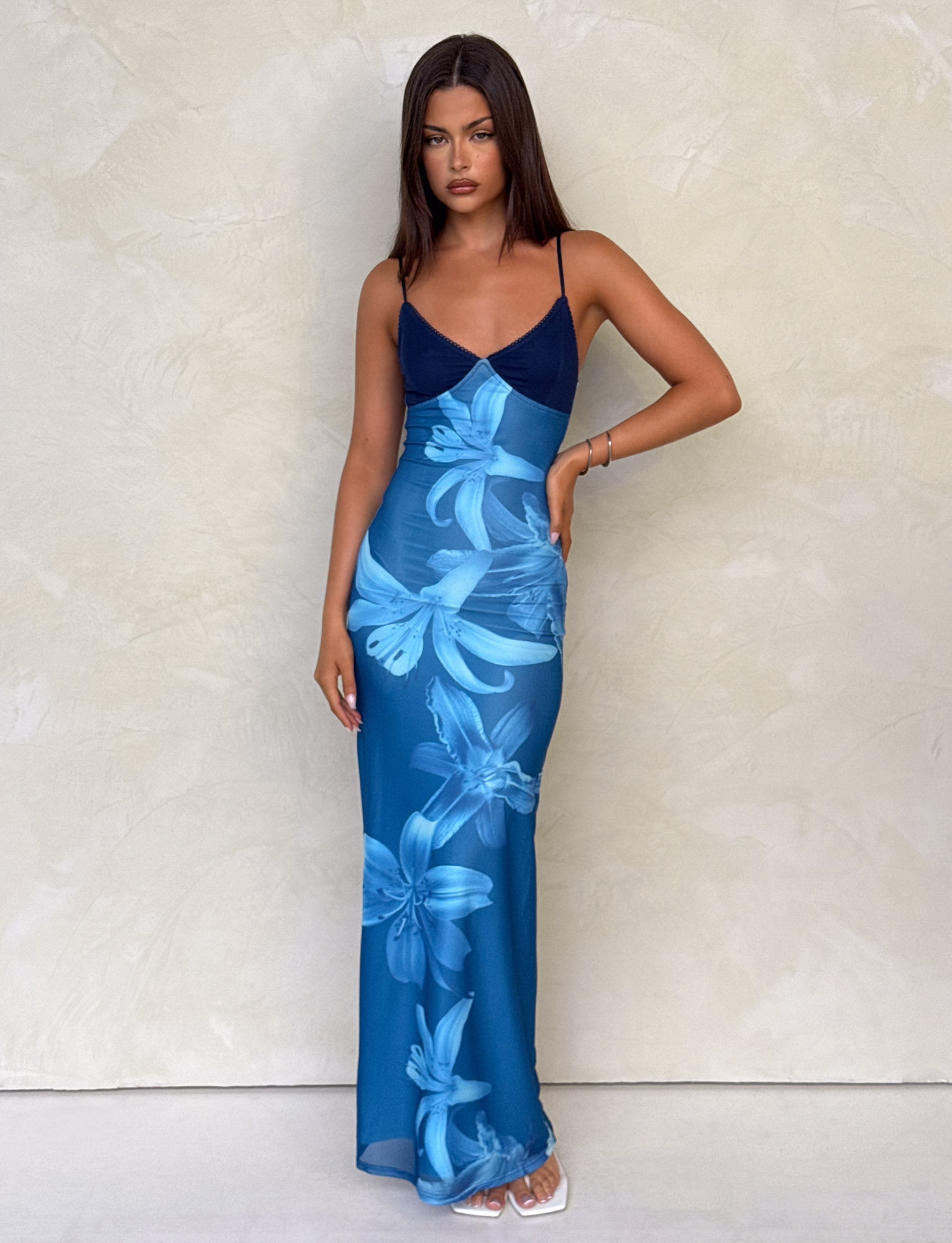 Alaina Dress in Blue Orchid - Elegant Floral Print Summer Dress for Women | Perfect for Weddings, Parties & Casual Outings
