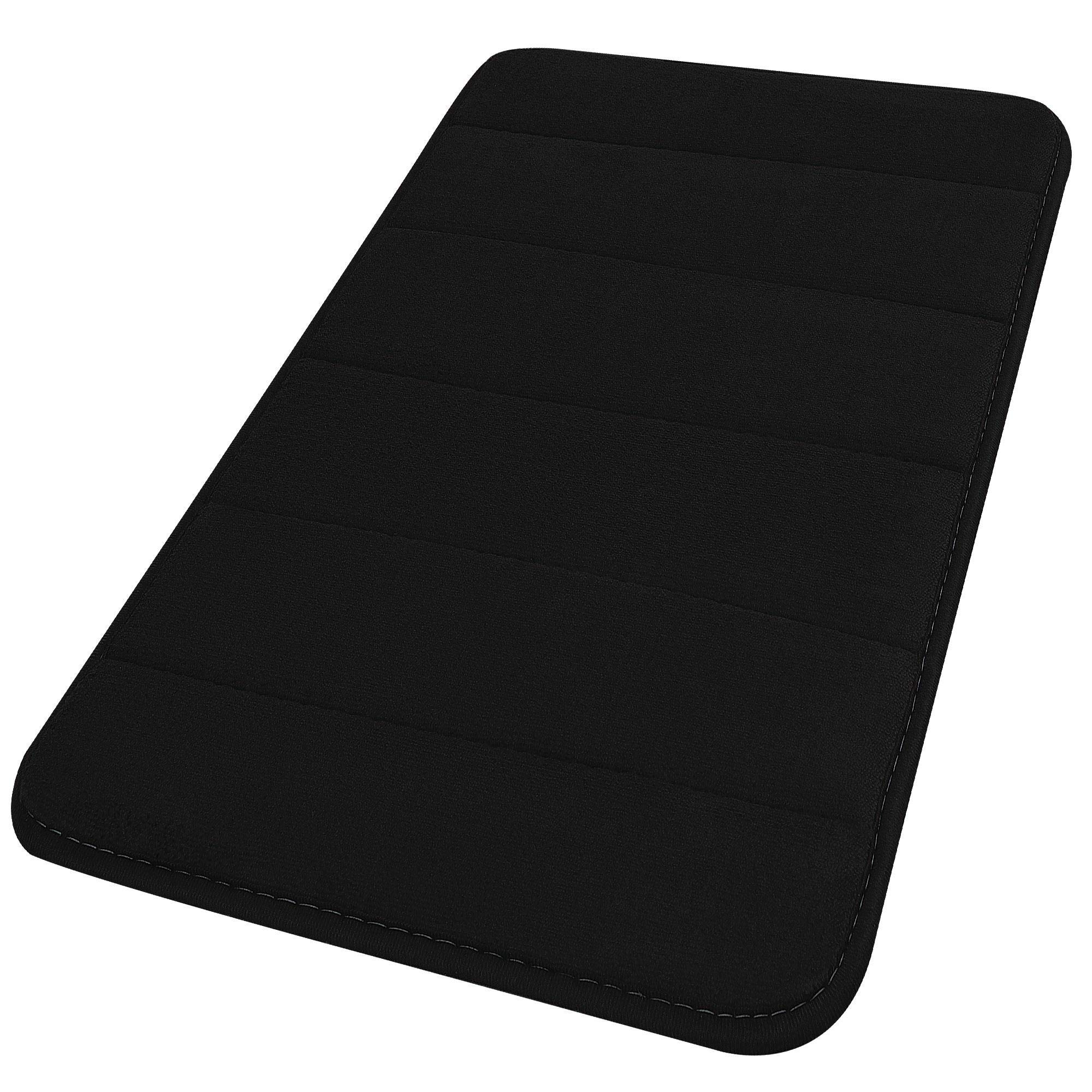 Memory Foam Bath Mat - Soft Absorbent Bath Rug for Tub & Toilet - 24x16 Black - Cozy Bathroom Floor Mat
