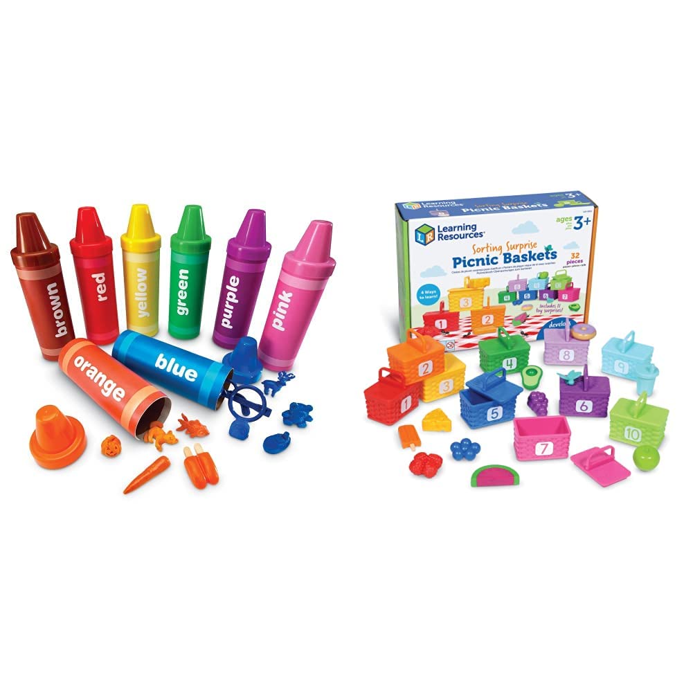 Rainbow Sorting Crayons & Baskets - 56pc Learning Toys for Kids Playtime