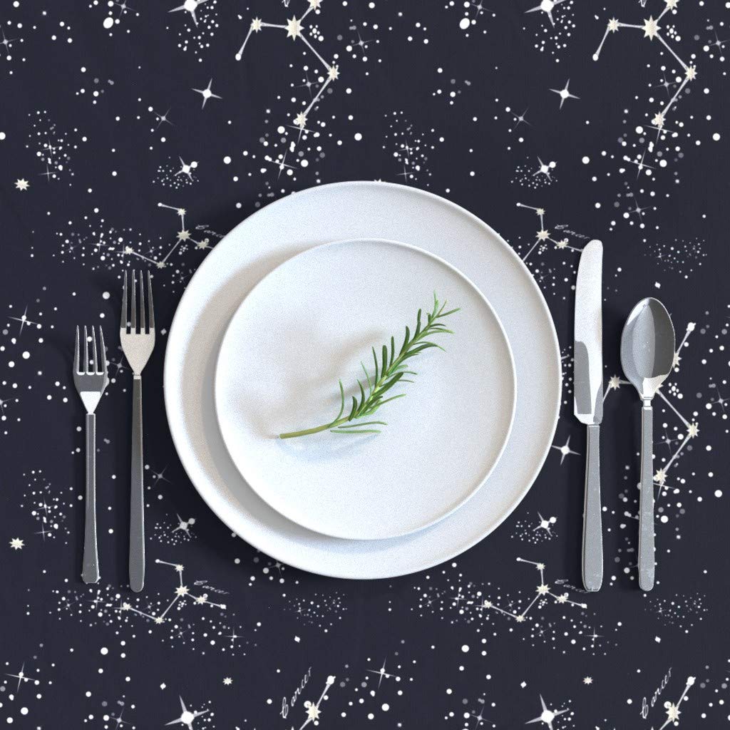 Custom Zodiac Constellations Cancer Stars Cotton Sateen Tablecloth 70x120 Inches - Celestial Print Astrology Birthday Decor for Kids & Baby | Perfect for July Parties, Nursery Decor & Special Occasion Table Linens