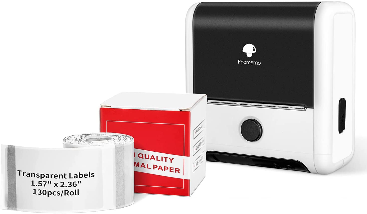M200 Bluetooth Thermal Label Maker Printer - Portable Label Machine for Shipping, Packaging & Organizing, Compatible with Android & iOS, Includes 40x60mm Clear Thermal Labels (Ideal for Small Businesses & Home Offices)