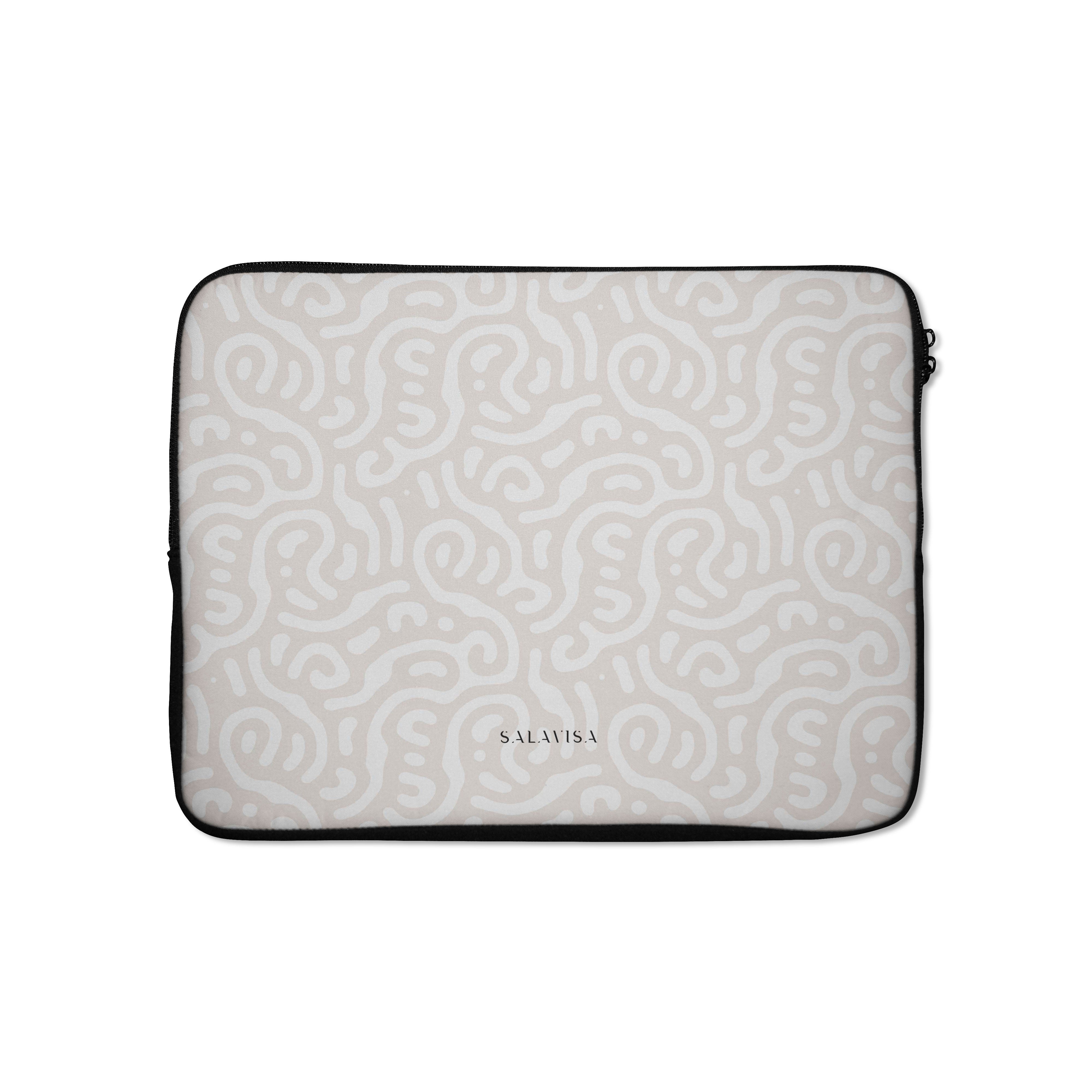 Premium Beige Laptop Sleeve with Stylish Curl Design - Waterproof & Shockproof Protection for MacBook, Dell, HP - Perfect for Work, Travel & College
