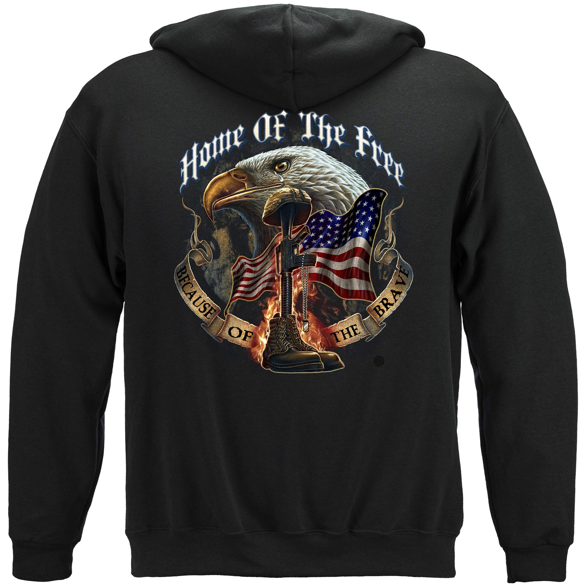 Erazor Bits Patriotic Hoodie - Home of The Free Hooded Sweatshirt MM141SW | American Flag Design Unisex Pullover for 4th of July, Veterans Day & Outdoor Activities