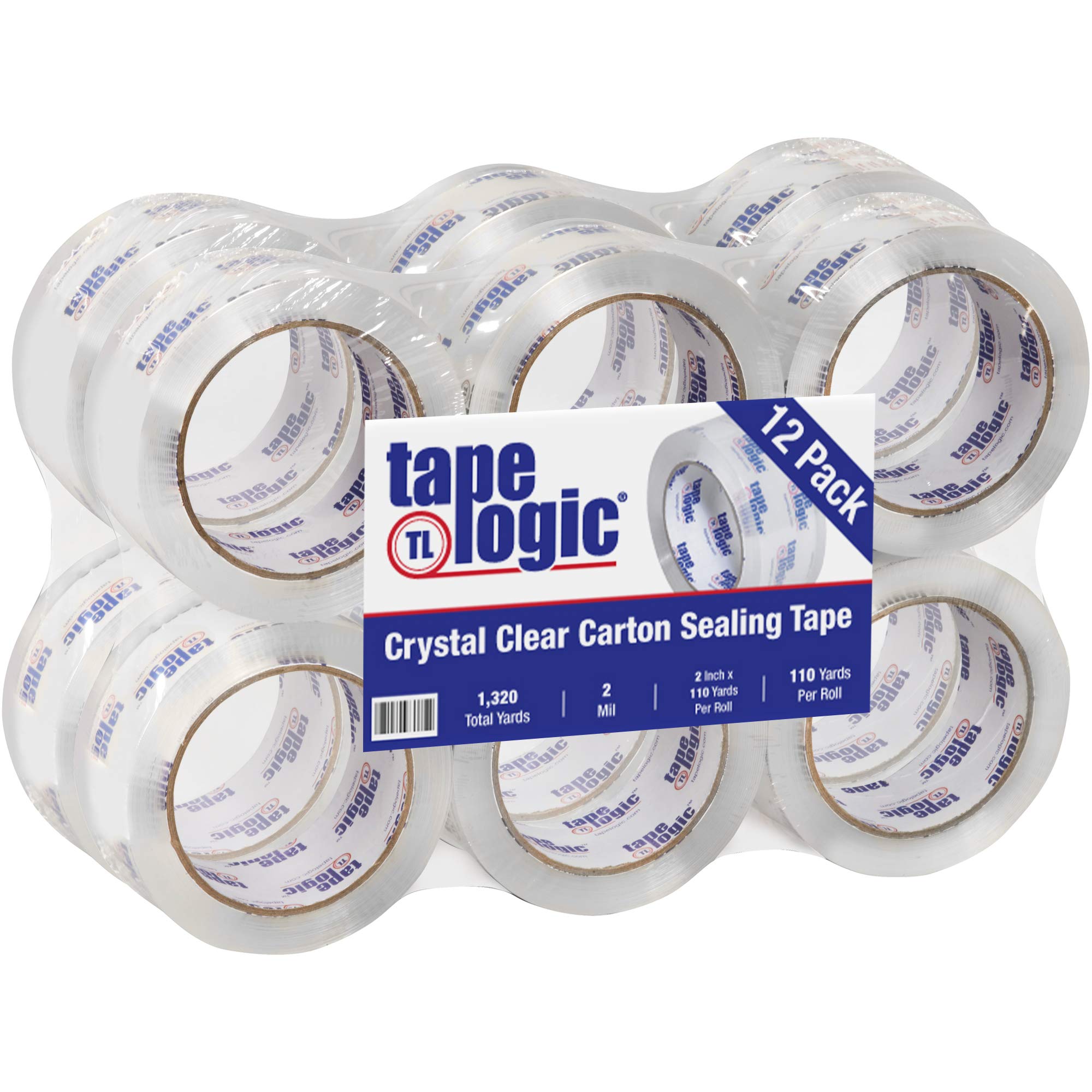 **Aviditi T902200CC12P 2 Inch x 110 Yard Heavy Duty Clear Packing Tape - 2.0 Mil Crystal Clear, 12 Pack for Shipping, Moving, Home & Office Use - Secure Box Sealing & Label Protection**