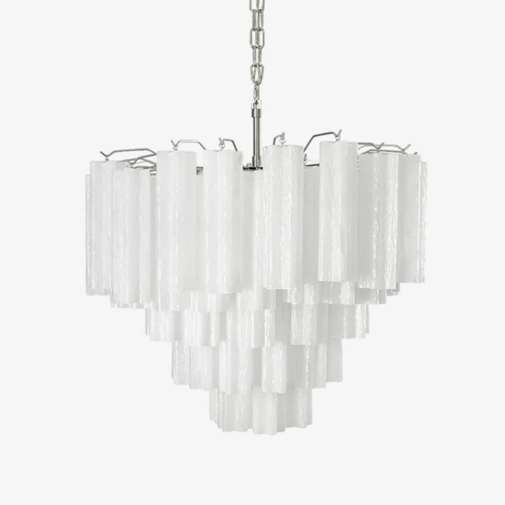 Elegant Frosted Murano Glass Cascade Chandelier - Luxury Lighting Fixture for Dining Room, Foyer & Bedroom Decor