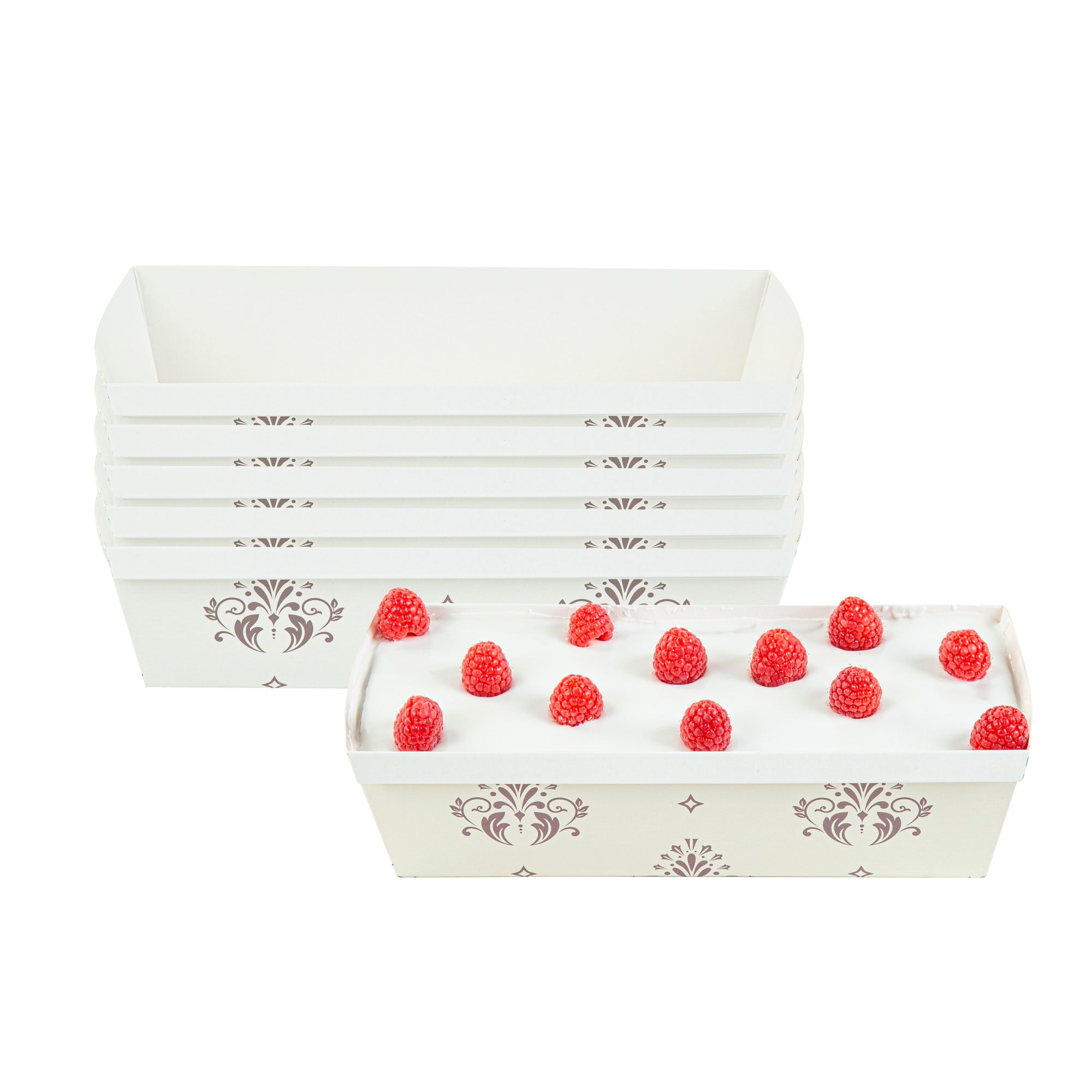 Bake Tek 54 oz Beige Vintage Floral Paper Loaf Pans - Greaseproof & Non-Stick Baking Molds (10.25