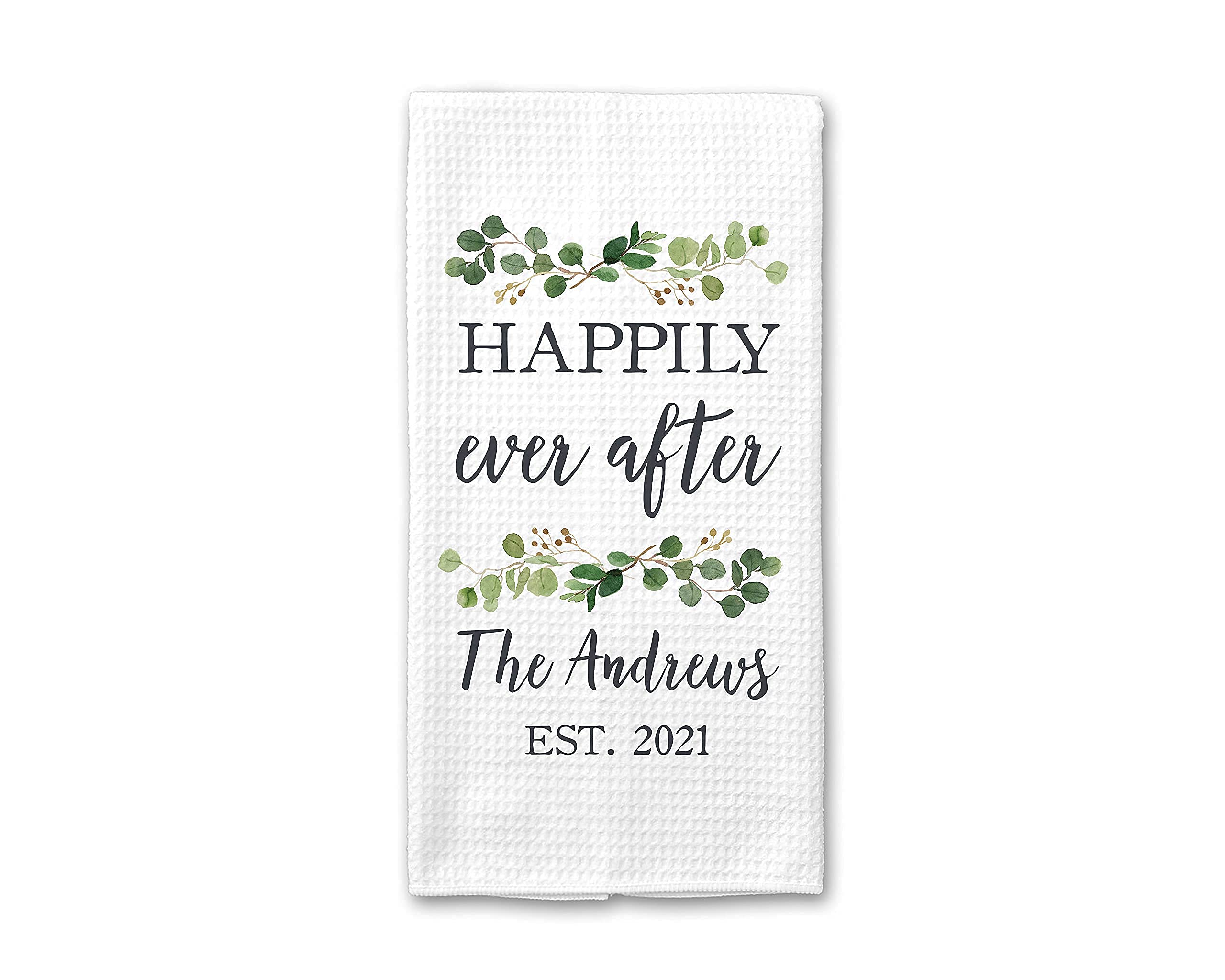 Personalized Waffle Weave Dish Towel for Wedding & Kitchen | Absorbent Cotton Towel Set | Housewarming, Bridal Shower & Wedding Gift Idea | Perfect for Cooking, Drying Dishes & Home Decor
