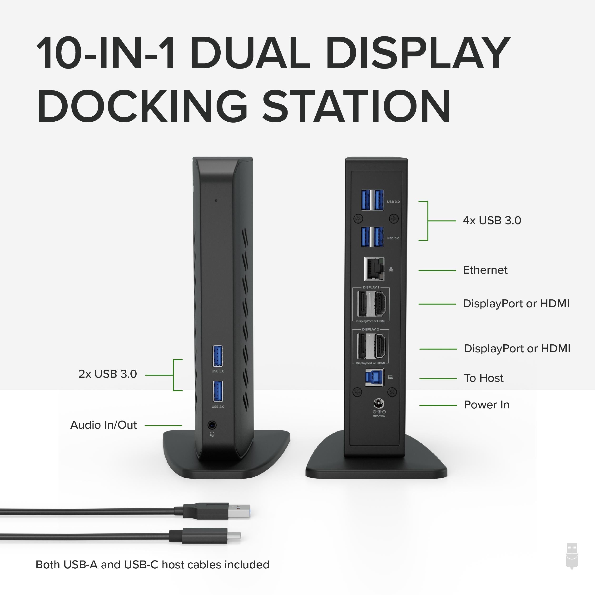 Plugable Universal Docking Station with Dual 4K Monitor Support - USB C Hub for Laptop, MacBook & PC - Perfect for Home Office, Gaming & Productivity Setup