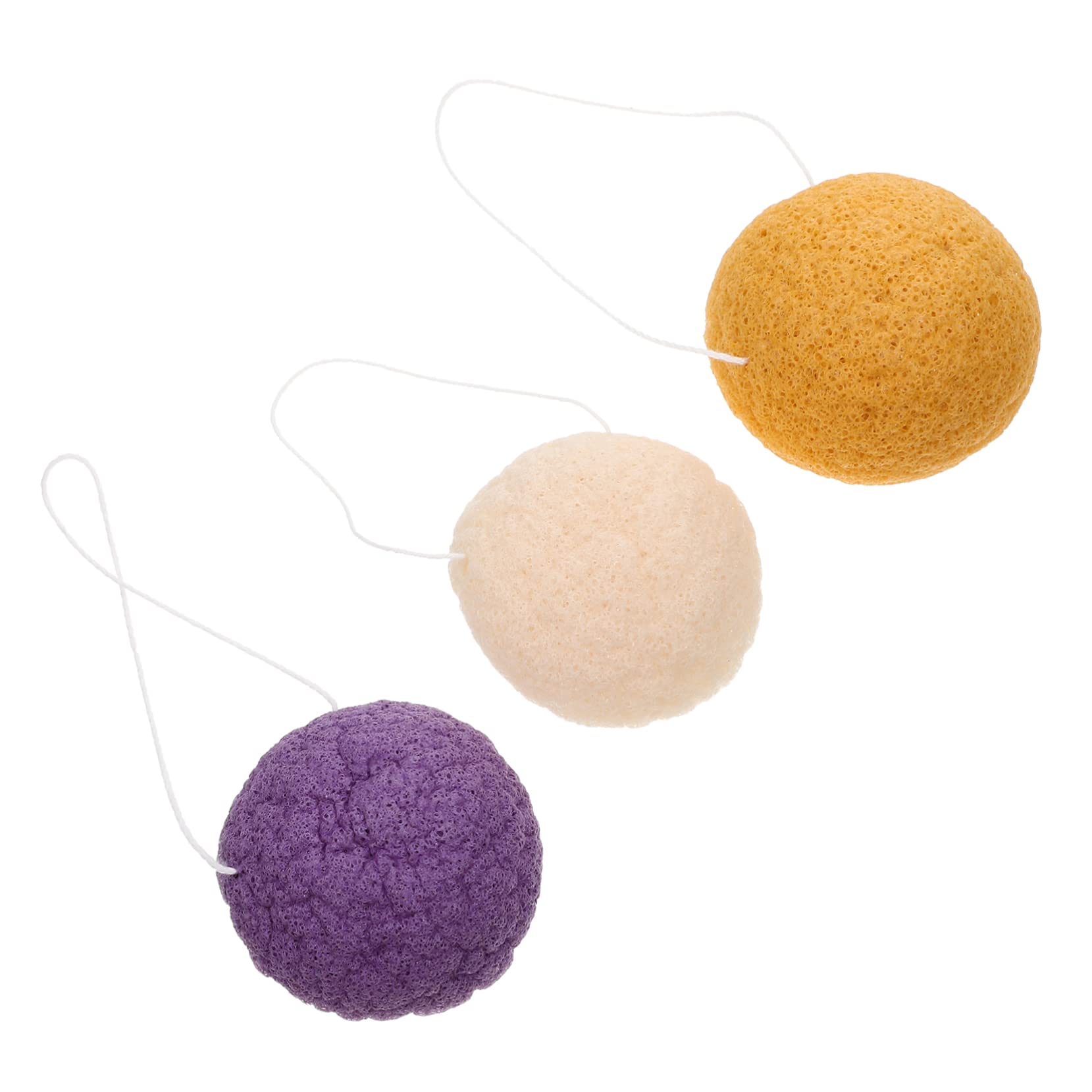 FOMIYES 3-Piece Konjac Facial Sponge Set - Charcoal Infused Skin Cleansing Sponge for Face & Body, Gentle Exfoliating Makeup Remover & Clay Mask Tool | Perfect for Daily Skincare, Bath & Shower Routine