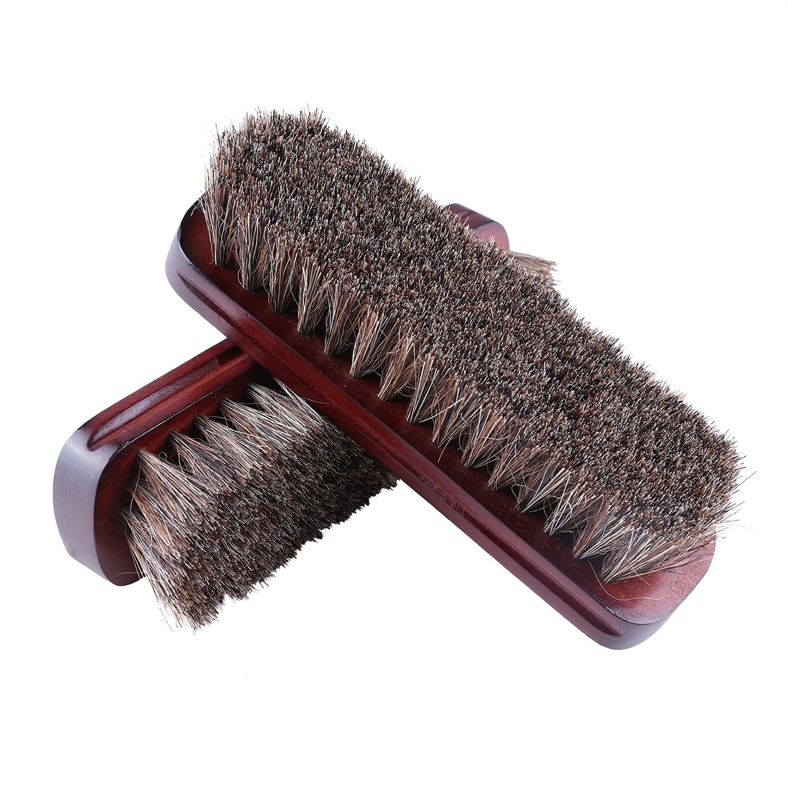 Premium Horsehair Shoe Brush Set (2-Pack) - Leather Boot & Shoe Cleaning Kit with Natural Bristles for Polishing, Dusting & Shining - Ideal for Dress Shoes, Work Boots & Leather Care Maintenance