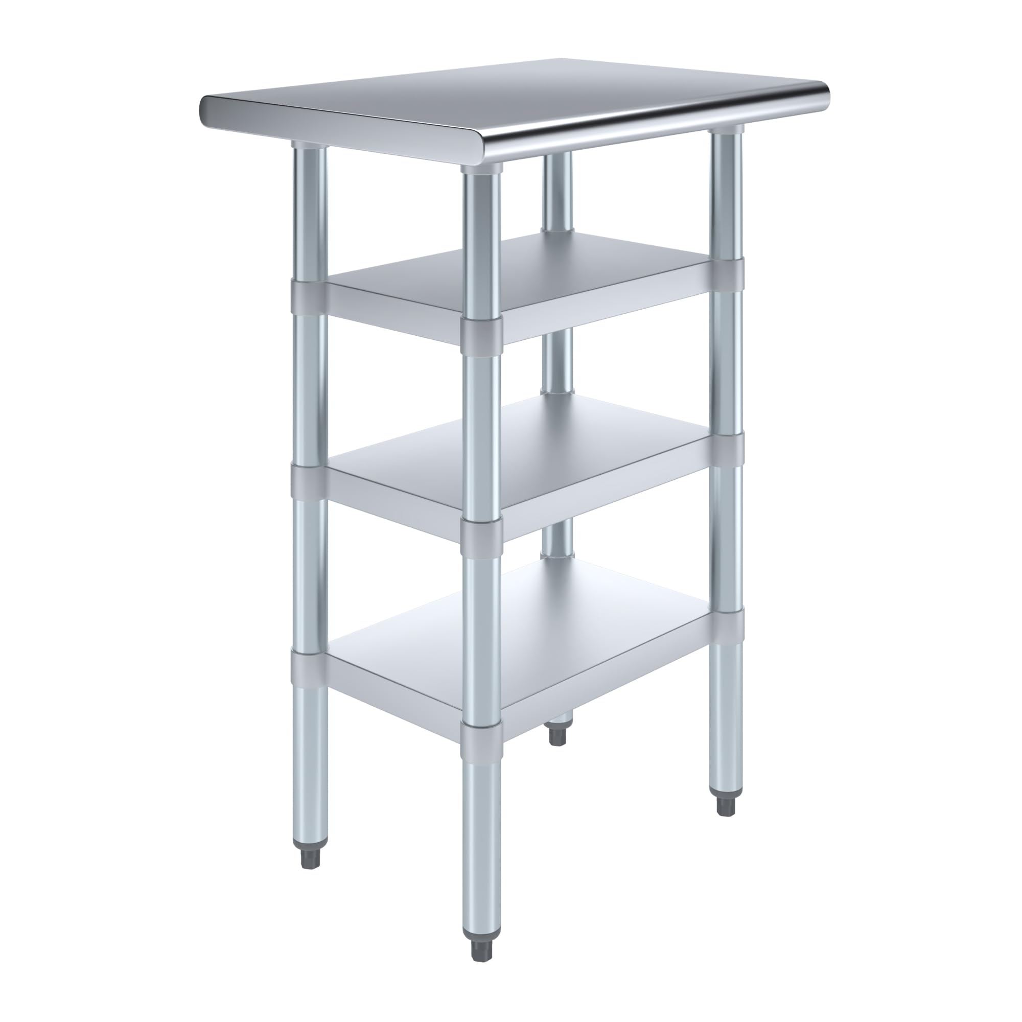 AmGood Stainless Steel Work Table with 3 Shelves | Heavy Duty Metal Utility Table for Kitchen, Garage & Restaurant | NSF Certified Commercial & Residential Workstation (24