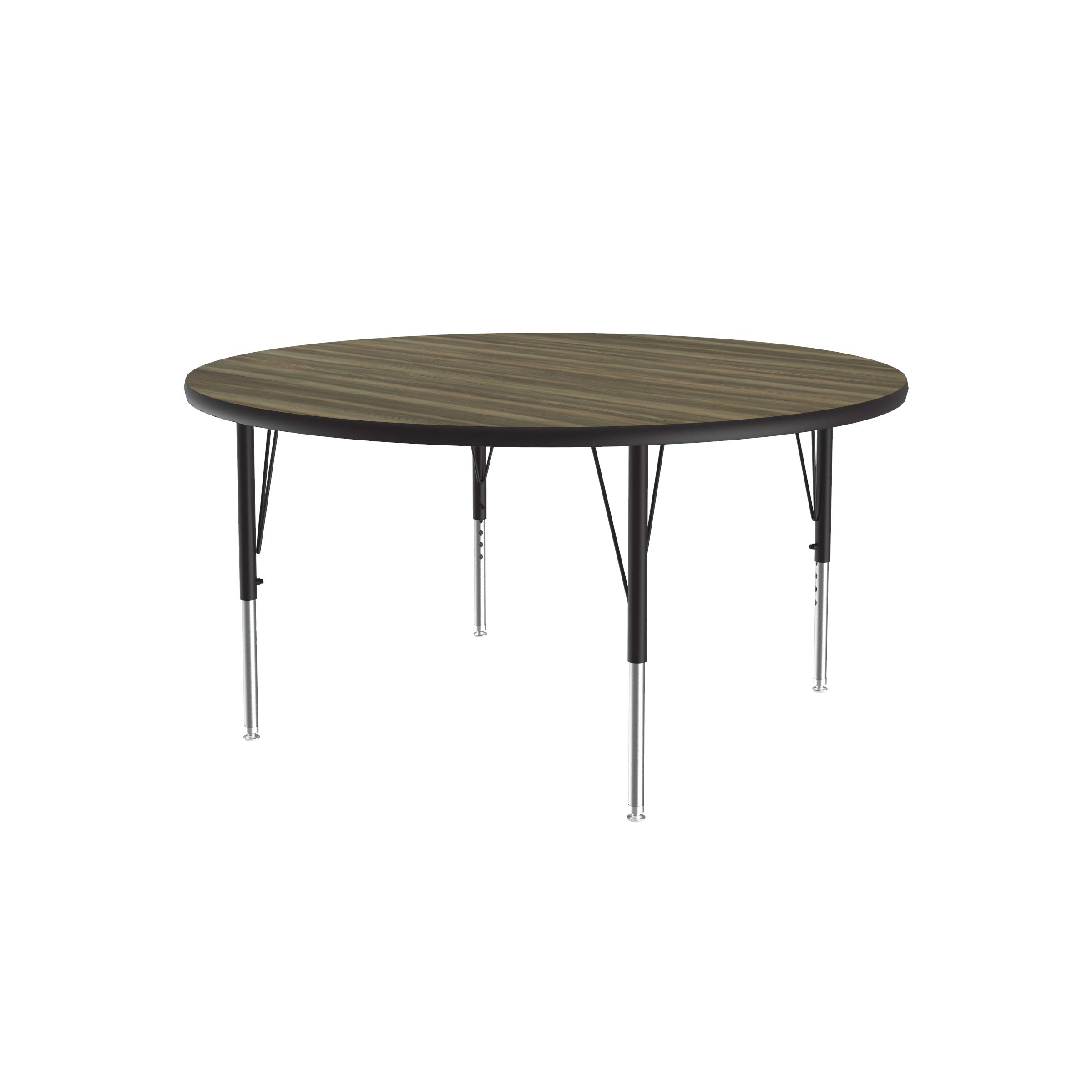 Correll 42 Inch Round Adjustable Height Classroom Activity Table - Colonial Hickory Durable High Pressure Laminate - School Furniture for Classrooms, Libraries & Study Areas (A42-RND-53)