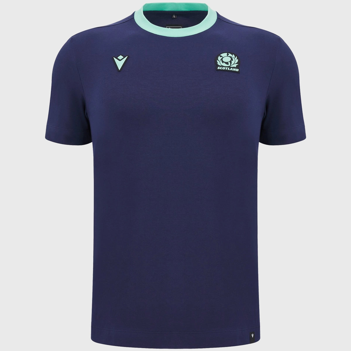 Macron Scotland Rugby Short Sleeve Cotton T-Shirt - Navy Blue | Comfortable Breathable Jersey for Rugby Fans & Sports Enthusiasts