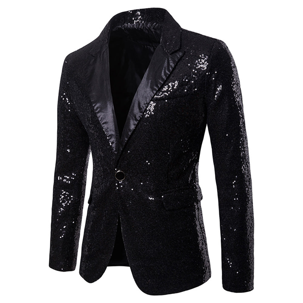 Black Shiny Sequin Jacket Party Tuxedo Blazer for Women - Elegant Evening Wear for Prom, Wedding & Special Occasions