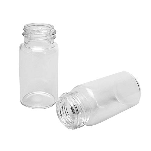 Clear Glass Round Media Storage Bottles 8ml - Pack of 182 - Reagent Bottles with Screw Caps for Lab, Science Experiments & DIY Projects - Perfect for Chemical Solutions, Essential Oils & Craft Storage