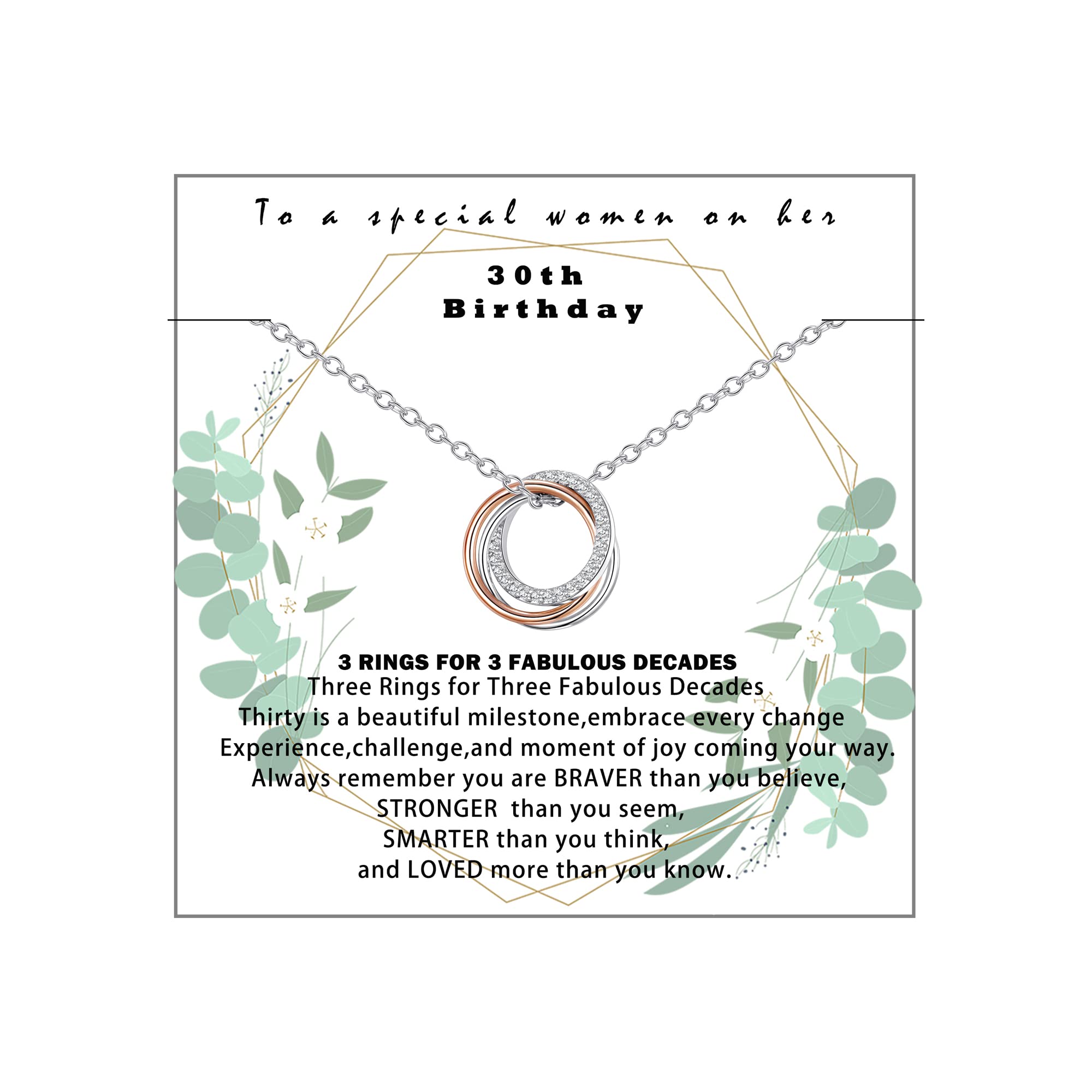 30th Birthday Gifts for Women - Elegant Three Circle Necklace for Her 30th Birthday, 30 Year Old Jewelry Gift - Perfect for Milestone Celebrations & Special Occasions