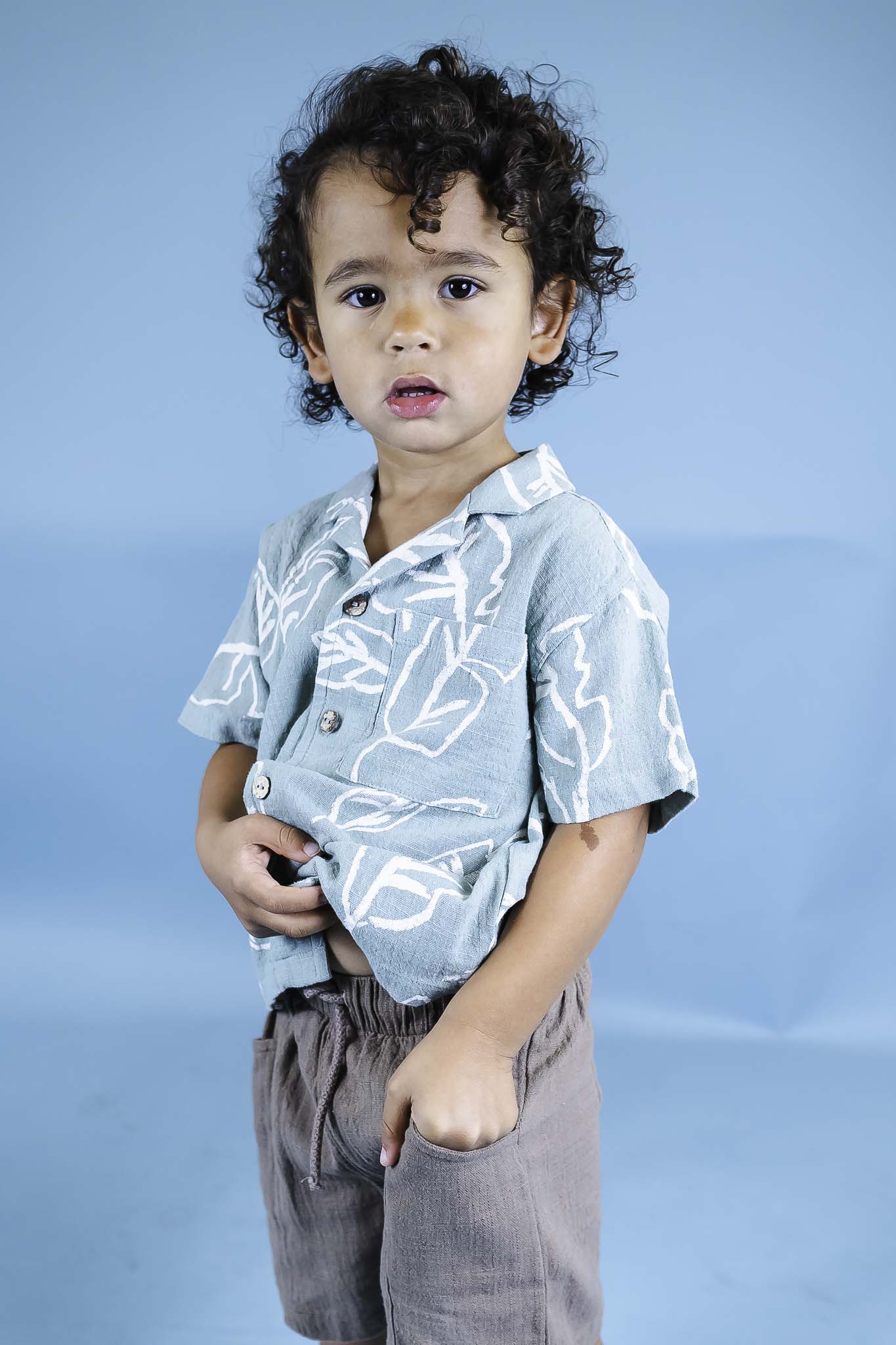Green Leaf Collared Shirt for Toddler Boys | Soft Cotton Button-Down Top for Kids | Perfect for Playdates, School & Family Photos