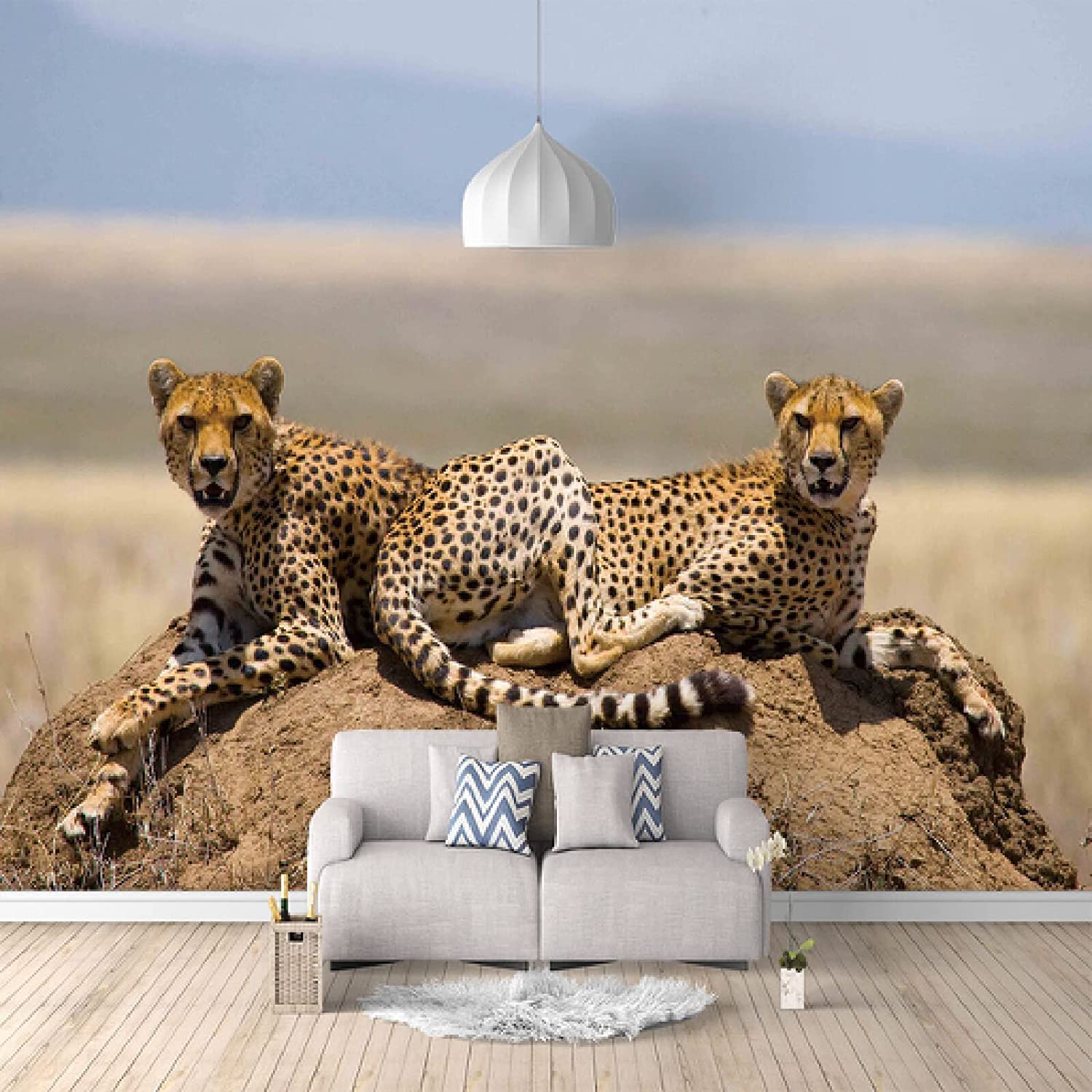 3D Leopard Prairie Animal Wallpaper - Peel and Stick Self-Adhesive Wall Mural (157