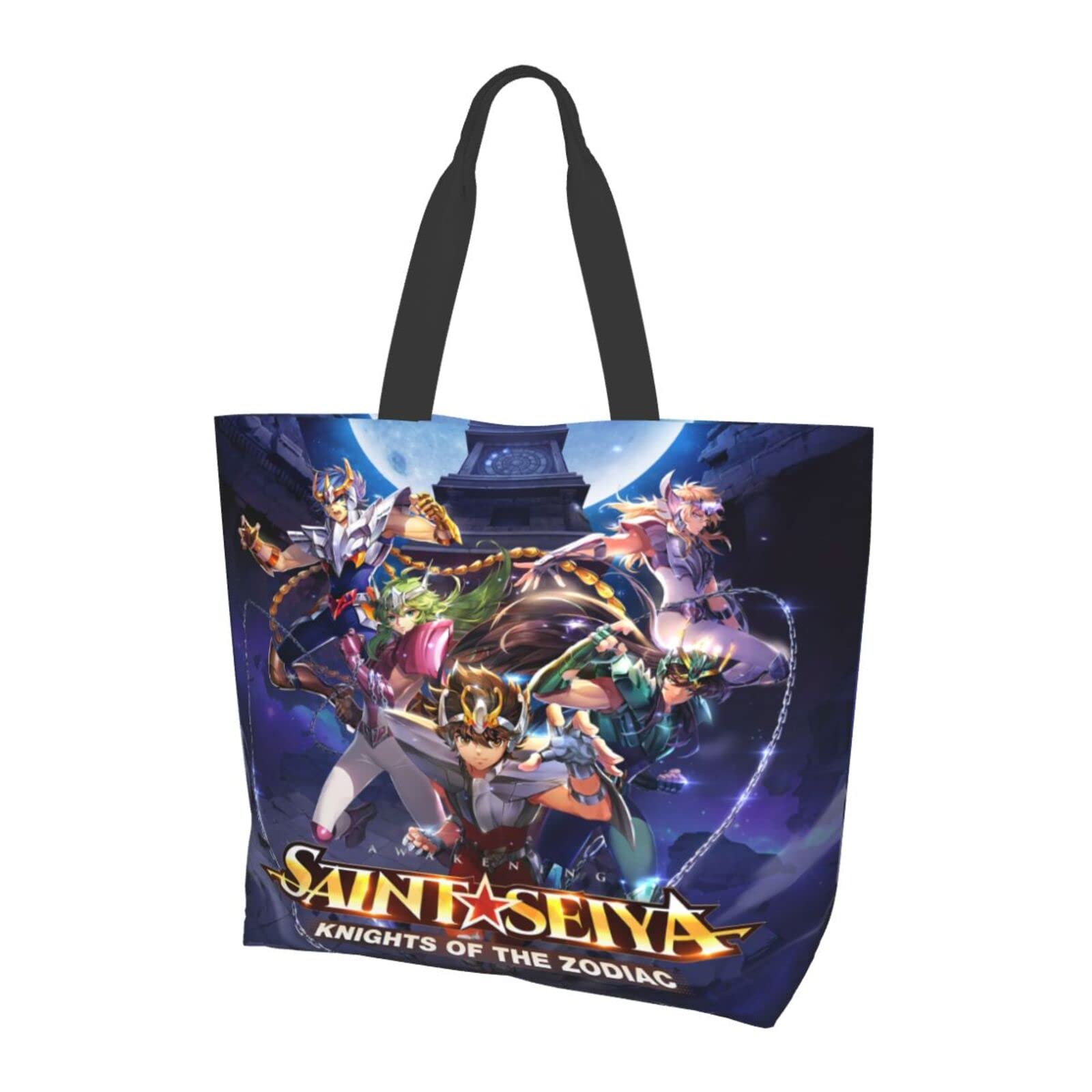 Saint Seiya Anime Manga Shoulder Tote Bag - Durable Shopping Grocery Handbag for Cosplay, Conventions & Daily Use - Perfect for School, Work & Summer Outings