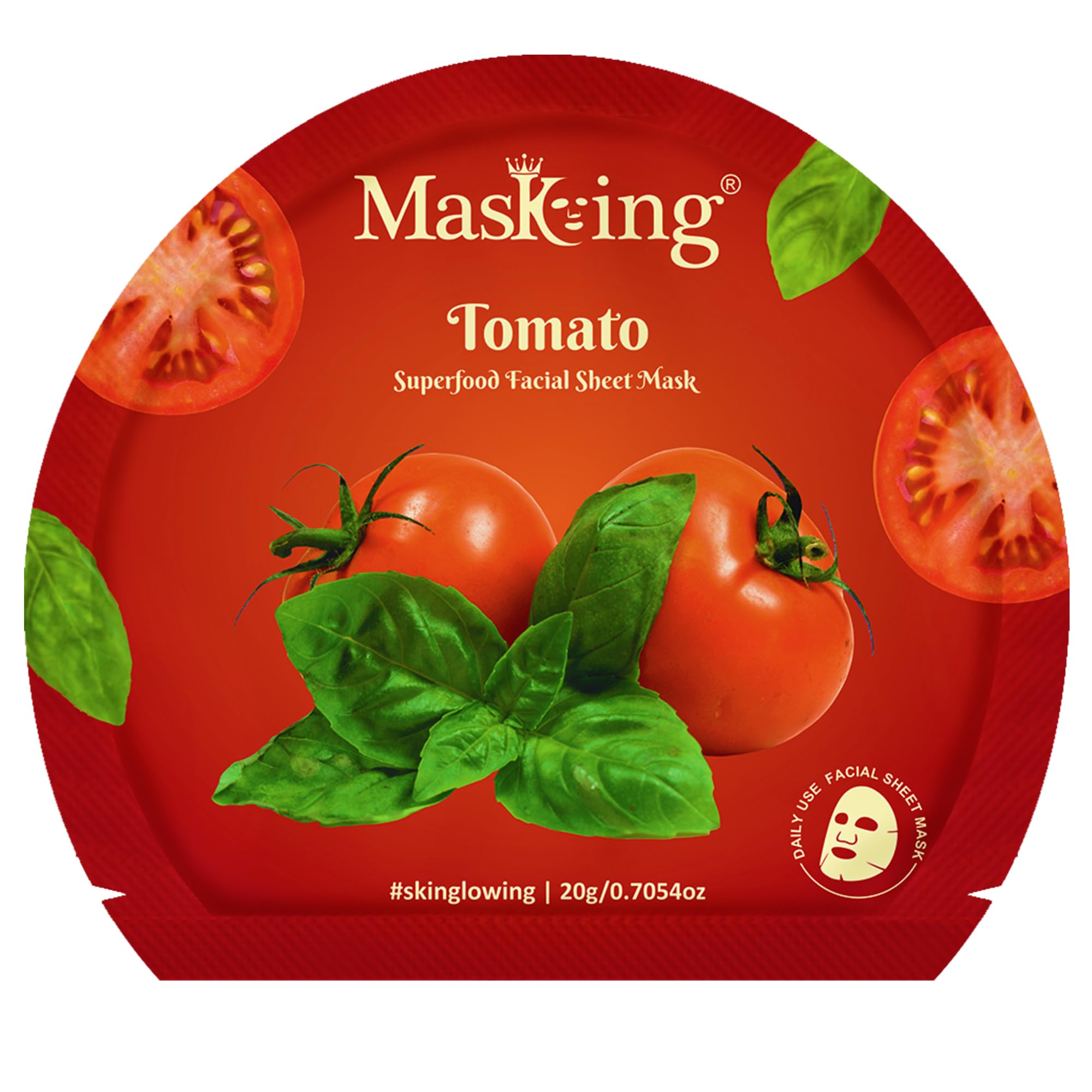 MasKing Superfood Tomato Sheet Mask - Brightening & Hydrating Facial Mask for Glowing Skin, Suitable for Women & Men (1 Pack) | Perfect for Daily Skincare Routine & Spa Night