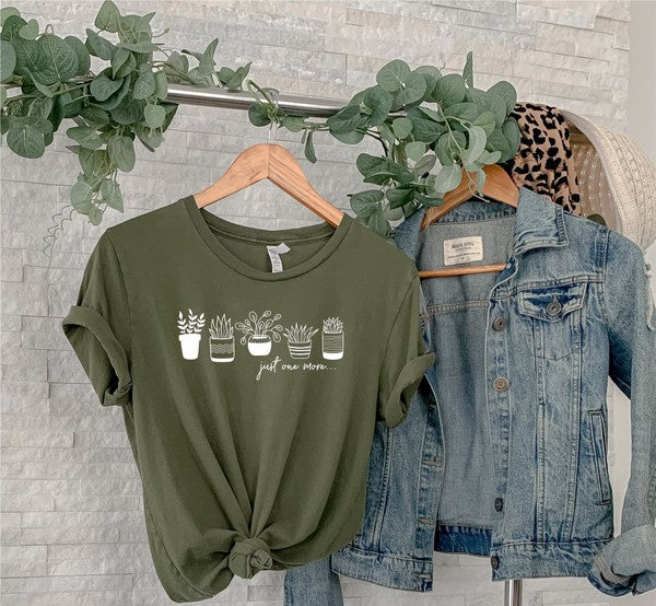 Just One More Succulent Graphic Soft Style T-Shirt - Cute Plant Lover Tee for Women, Casual Comfort Fit Cotton Top for Everyday Wear, Gardening & Outings