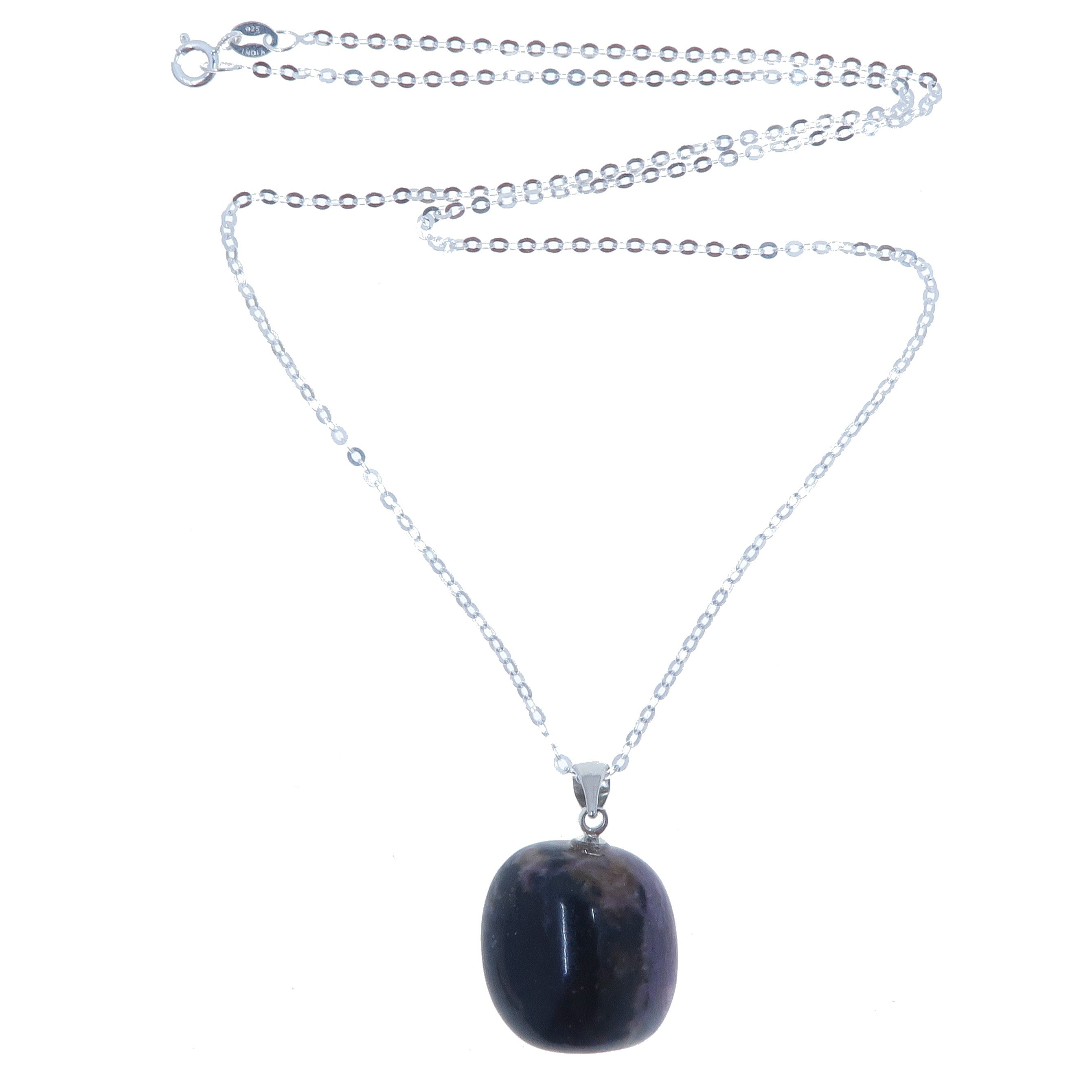 Charoite Necklace - Genuine Purple Healing Gemstone Pendant on Sterling Silver Chain for Women, Spiritual Healing & Meditation Jewelry Gift