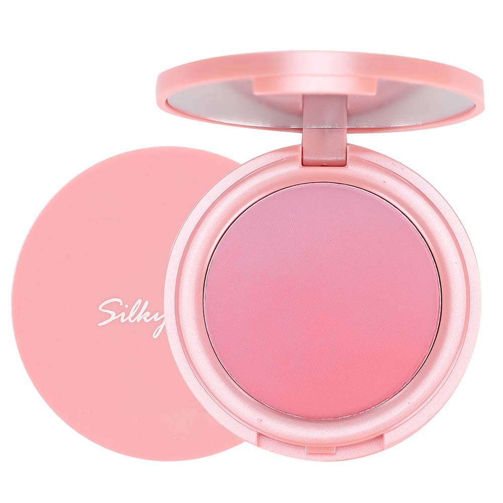 Long-Lasting Face Makeup Blush Powder & Highlighter Duo - Gradient Blusher, Blendable Cheek Powder for Natural Flush (Shade 4#PINK) | Perfect for Daily Wear, Date Night & Professional Makeup Looks