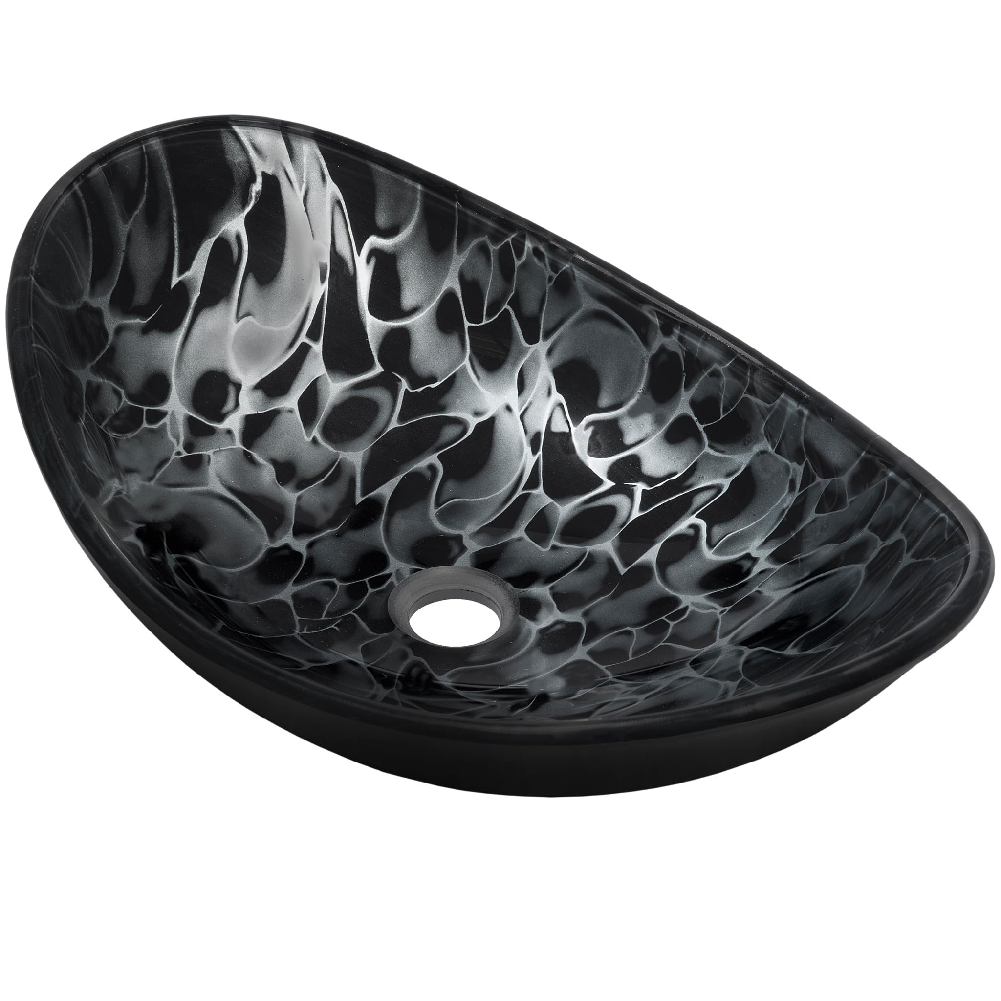 Novatto TARTARUGA Oval Glass Vessel Bathroom Sink - Modern Above Counter Bathroom Vanity Sink for Contemporary Home Decor, Perfect for Bathroom Remodeling and Luxury Spa Style Upgrades