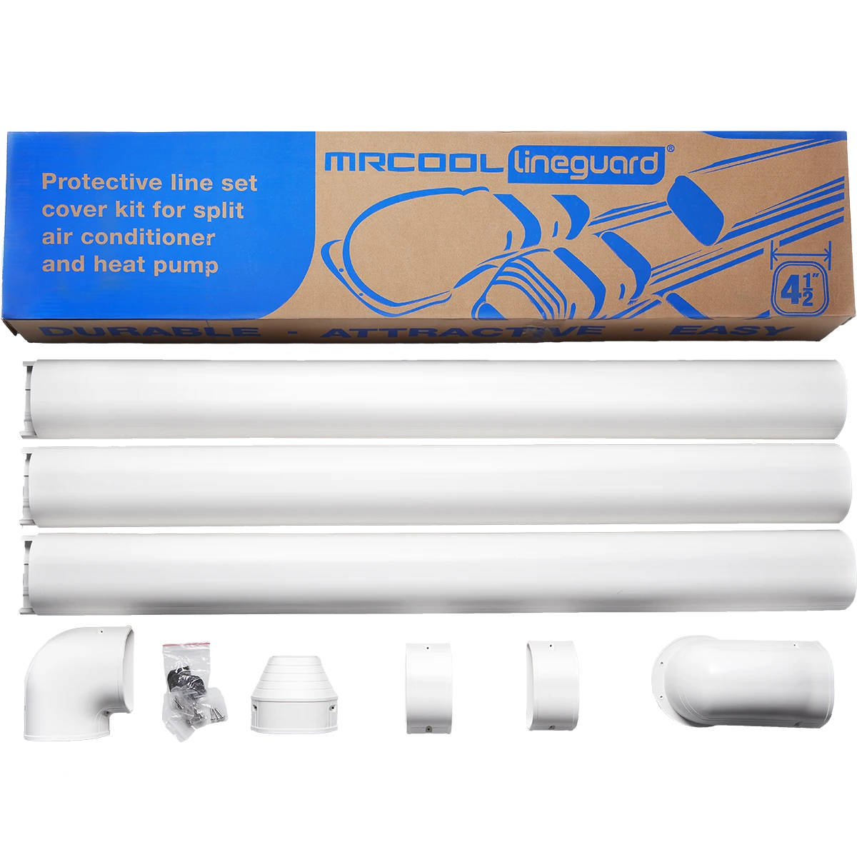 MRCOOL Lineguard Complete Wall Duct Kit for Mini Split AC - Insulated Copper Line Set Cover with Drain Hose & Wall Sleeve - Perfect for Home, Office & Garage Installation