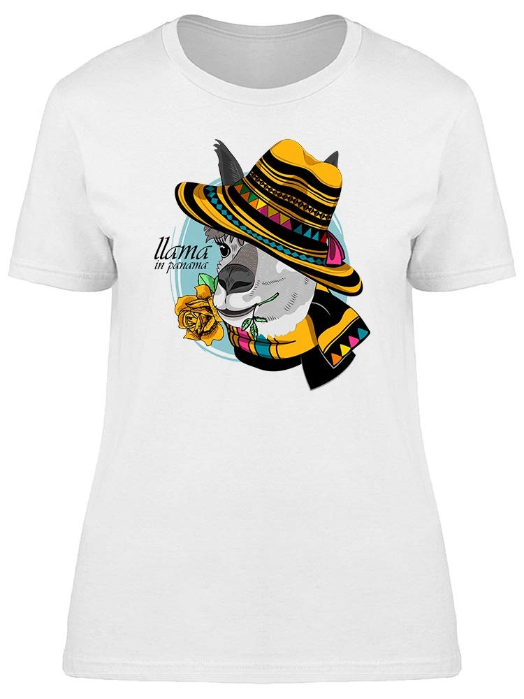 Alpaca with Rose, Hat and Scarf Women's T-Shirt - Cute Animal Graphic Tee for Casual Wear & Gifts