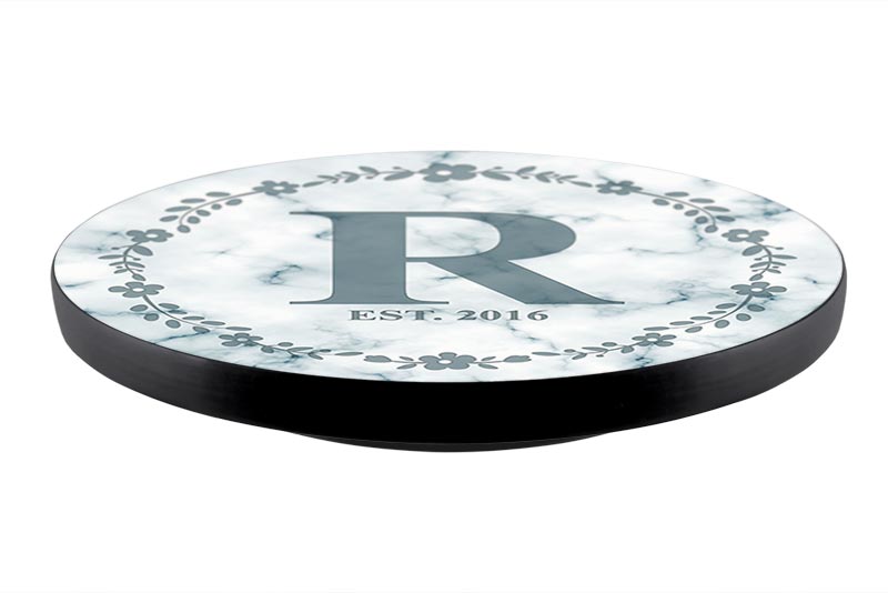 Personalized Marble Monogram Lazy Susan Turntable - 3 Size Options - Handcrafted in USA - Perfect for Dining Tables, Kitchen Countertops & Entertaining