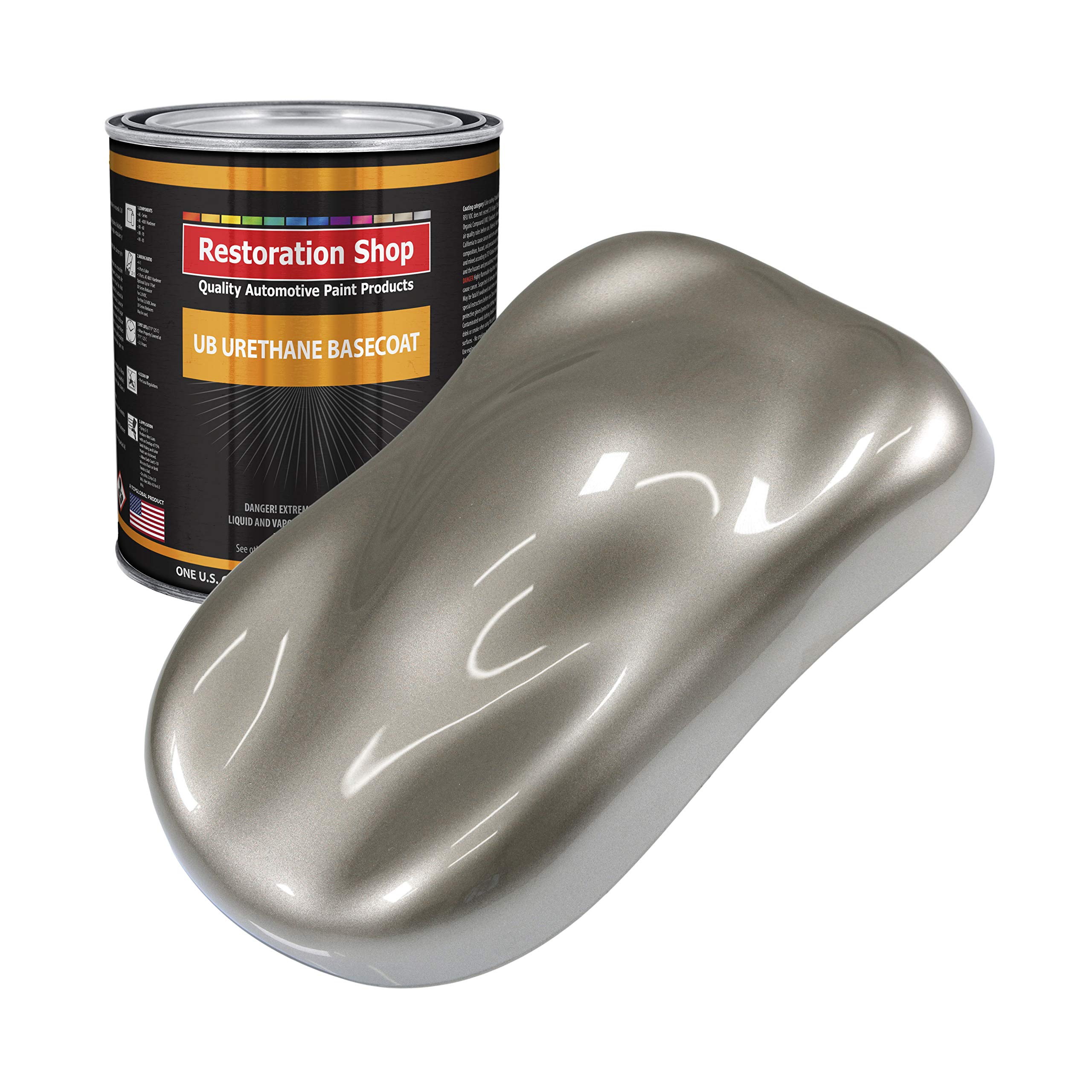 Restoration Shop - Warm Gray Metallic Urethane Basecoat Auto Paint (1 Gallon) - High Gloss Professional Automotive Coating for Cars & Trucks | Perfect for Vehicle Restoration & Custom Paint Jobs