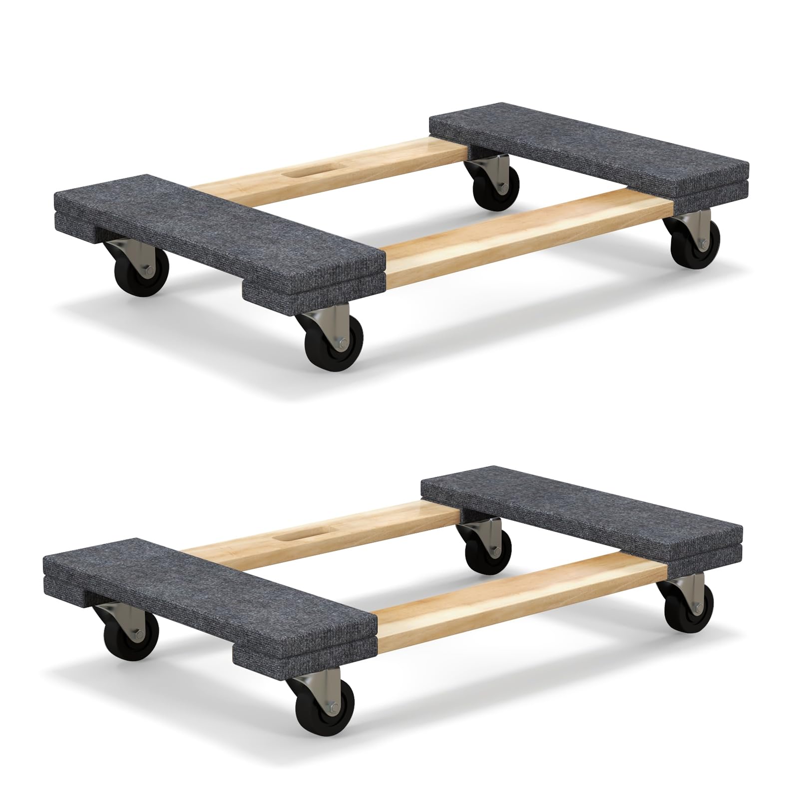 Heavy Duty Goplus Furniture Moving Dolly - 1000 LBS Capacity Wood Rolling Mover with 4 Wheels & Handle for Piano, Couch, Fridge & Large Items (2-Pack) - Perfect for Home Moving, Office Relocation & Warehouse Transport