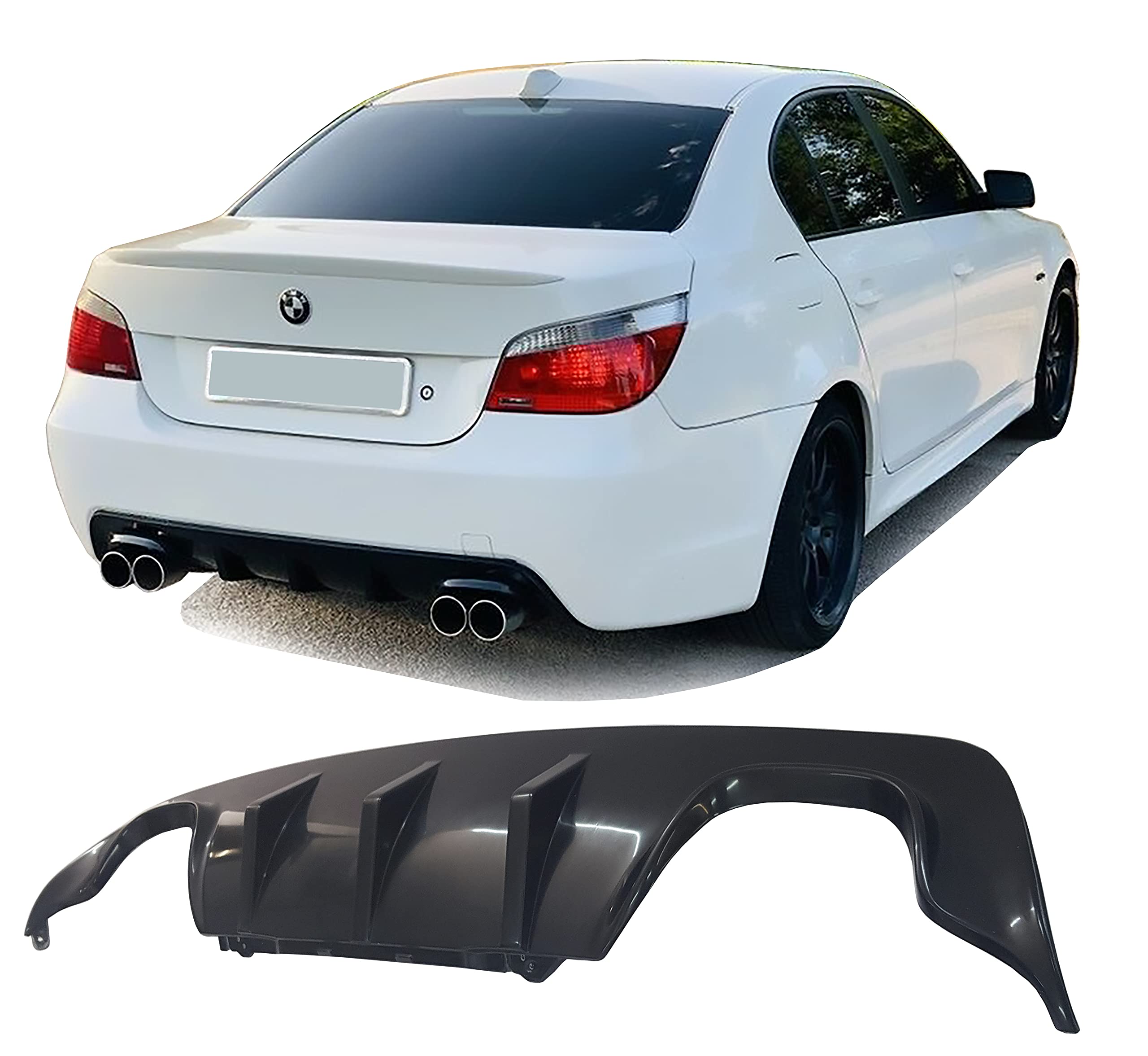 Lasscar Rear Bumper Diffuser Splitter Lip with Two Whips - Unique Design for BMW E60 M-Tech/M-Sport/M-Packet - Enhance Style & Aerodynamics - Perfect for Car Enthusiasts & Performance Upgrades