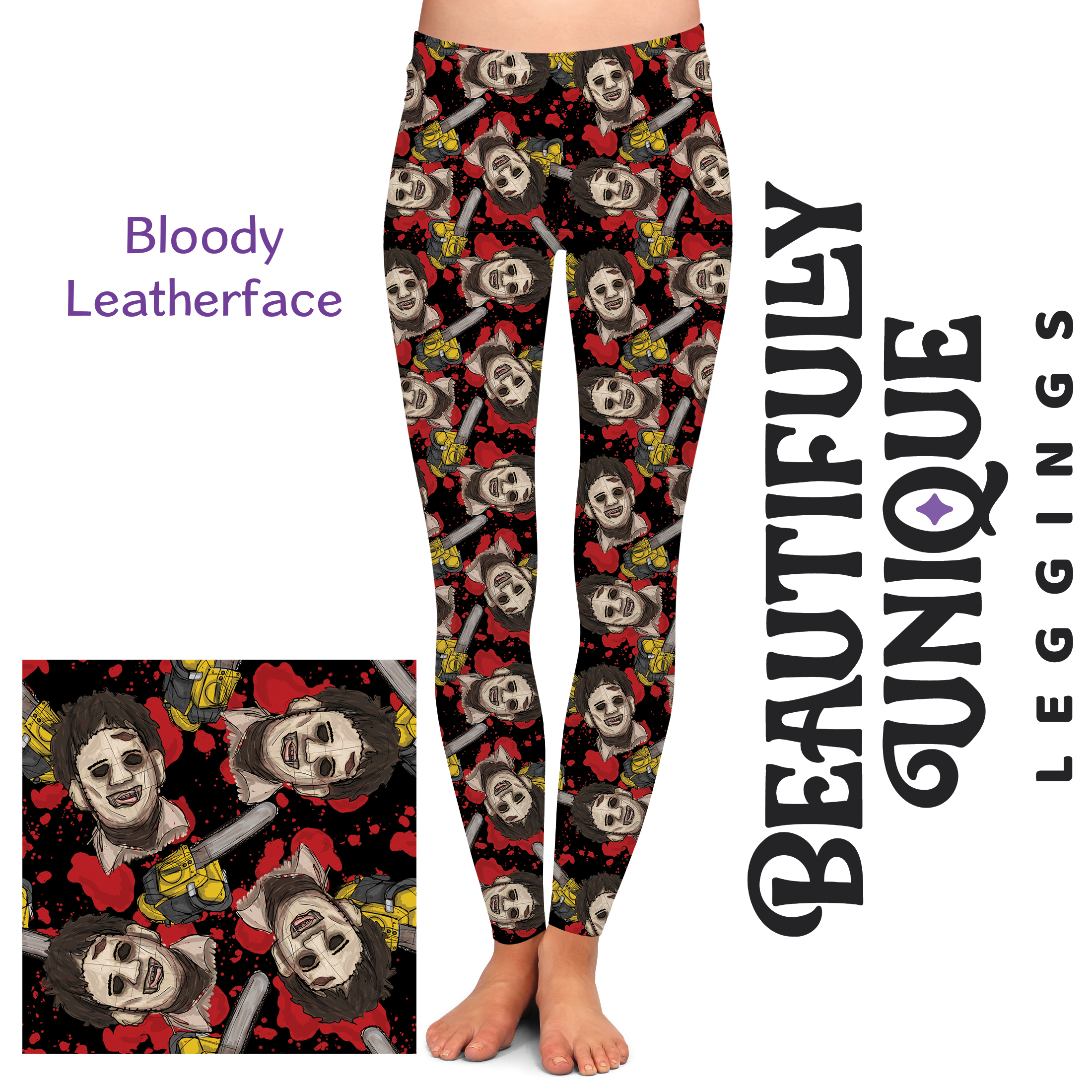 Bloody Leatherface Semi-Exclusive Handcrafted Vibrant Leggings - High Quality Halloween Cosplay & Horror Movie Costume Accessories