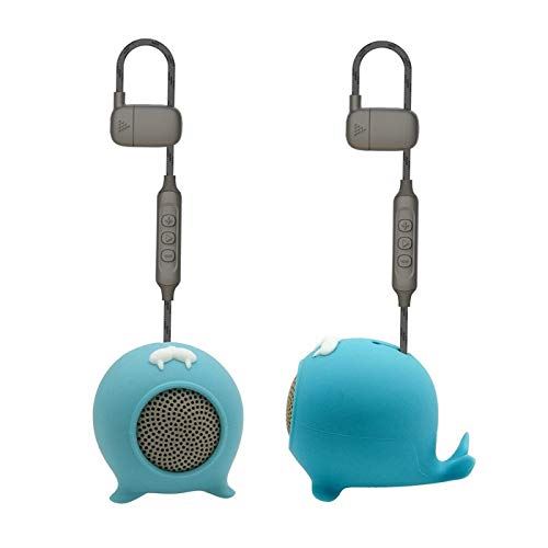 Muvit 3W Aniball Whale Wireless Bluetooth Speaker - Portable Mini Speaker with HD Sound, IPX5 Waterproof, 10H Playtime - Perfect for Beach, Pool, Outdoor Adventures & Kids Room Decor (Blue)