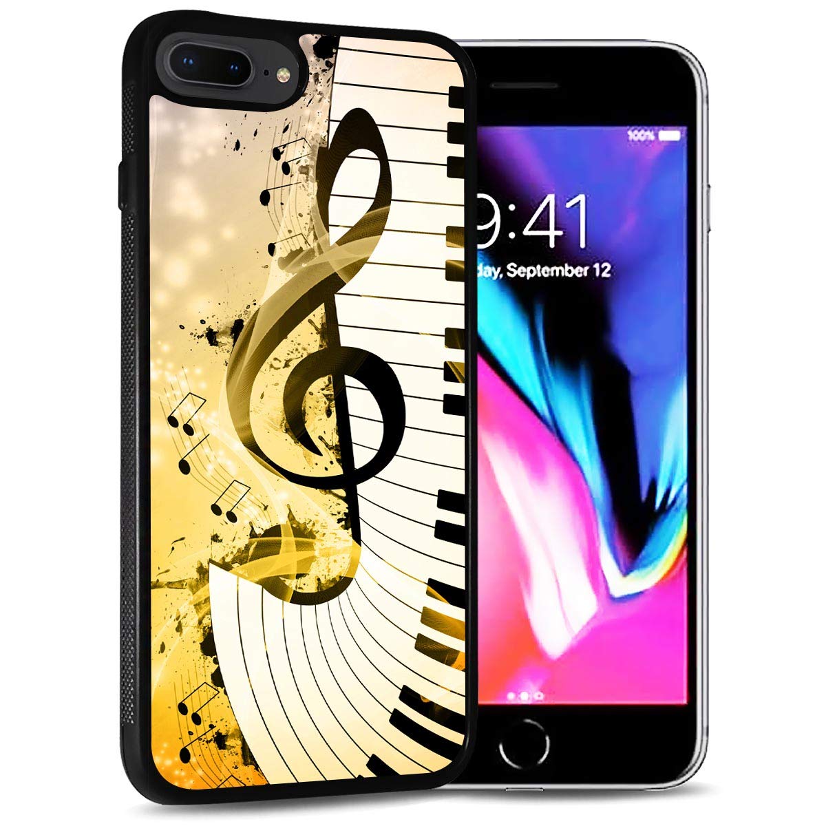 Durable Soft Protective Phone Case for iPhone 8, iPhone 7, iPhone SE 2 (2020) - Music Sign Keyboard Design - Shockproof Slim Cover for Daily Use, Work & Travel