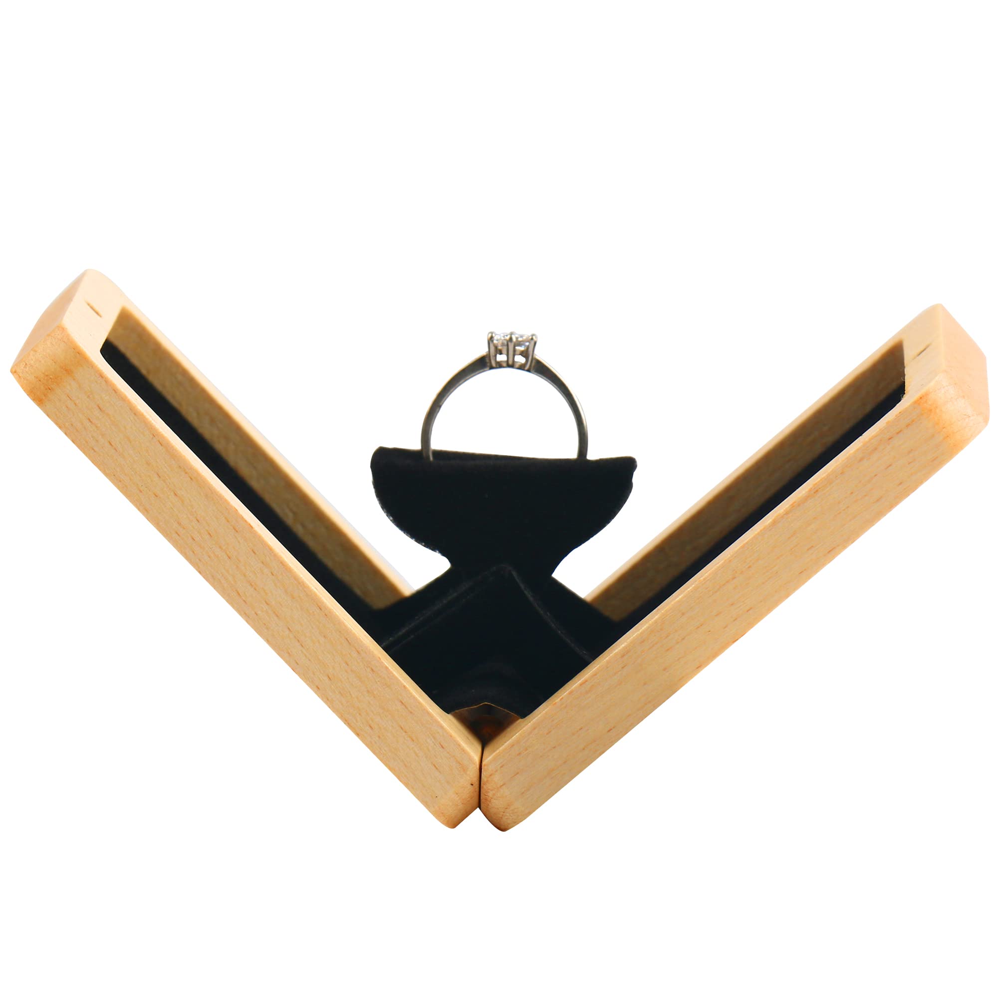 Yookin Handcrafted Wooden Rotating Ring Box with Magnetic Closure - Portable Ring Storage Case for Proposal, Engagement & Wedding Jewelry (Maple) - Perfect for Surprise Proposals, Anniversary Gifts & Wedding Ring Presentation