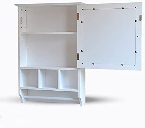 Wall Mounted Bathroom Cabinet with Mirror & Towel Bar - Adjustable Laminate Storage for Vanity, Toilet & Bathroom Space Saving (Perfect for Small Bathrooms & Apartments)