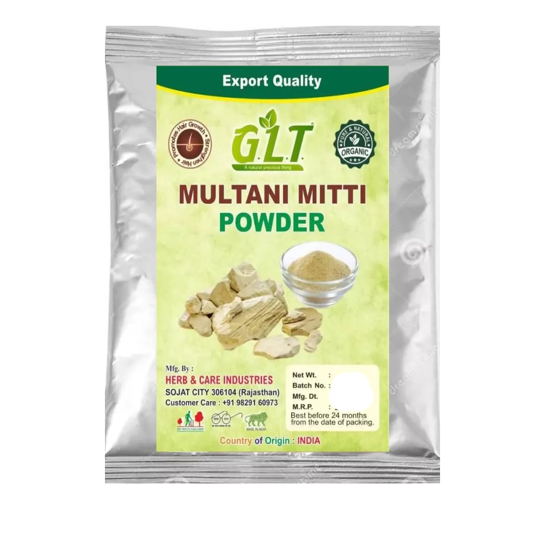 G.L.T. Multani Mitti Powder - 100% Pure & Natural Clay for Face & Hair Care (1kg) | Deep Cleansing, Oil Control & Skin Brightening | DIY Face Masks & Hair Treatments