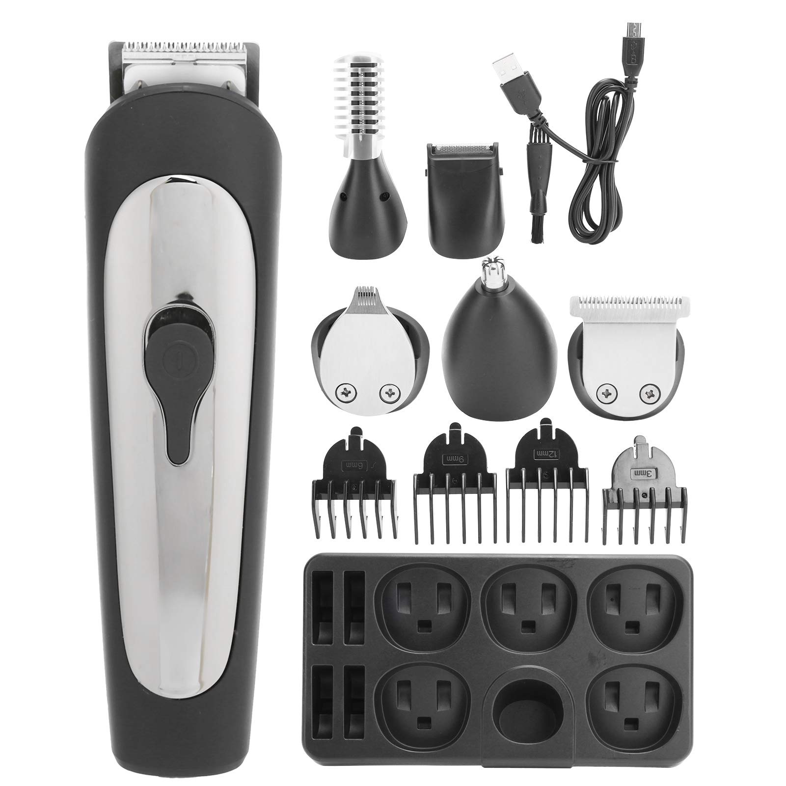 Professional Men's Hair Clipper & Beard Trimmer Kit - 6-in-1 Electric Shaver for Hair Cutting, Beard Trimming, Nose & Ear Hair Removal - Perfect for Home Grooming, Travel & Barber Use