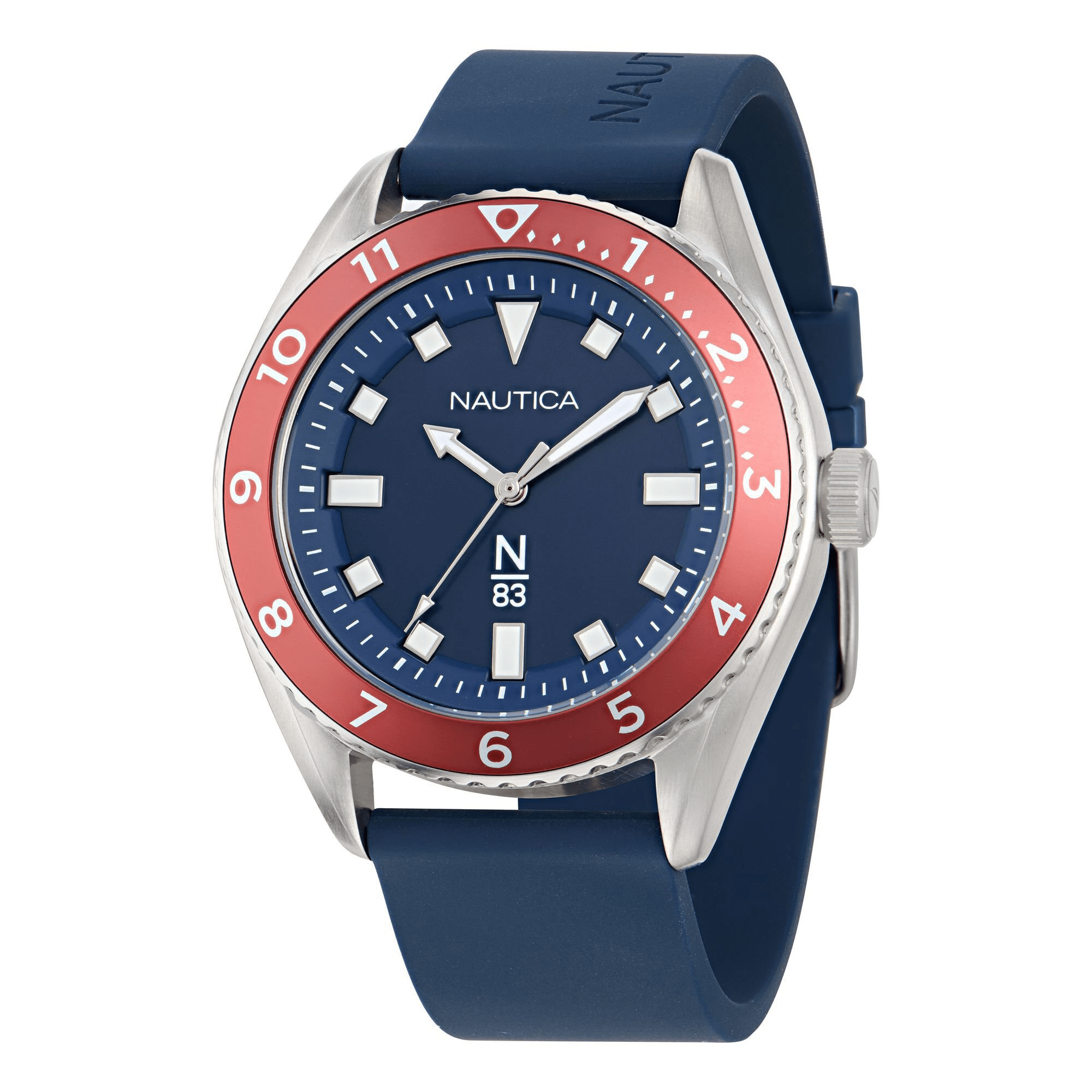 Nautica Finn World 44mm Blue Dial Men's Watch - Waterproof Stainless Steel Casual Dress Watch for Business, Outdoor & Everyday Use