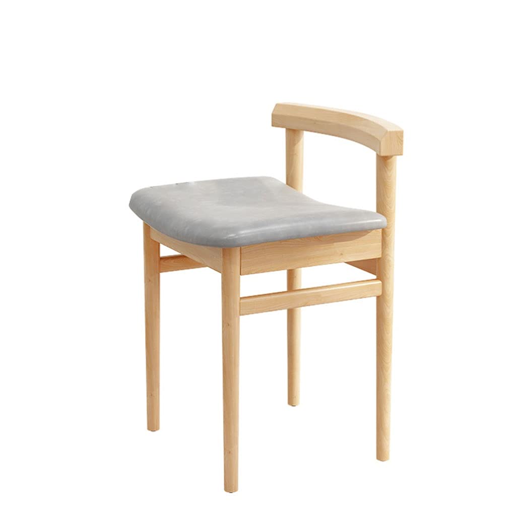 QIAOLI White Vanity Chair - Solid Wood Makeup Stool with Cushion & Backrest, Elegant Vanity Seat for Bedroom, Living Room & Bathroom (Yellow) | Perfect for Dressing Tables, Beauty Stations & Home Decor
