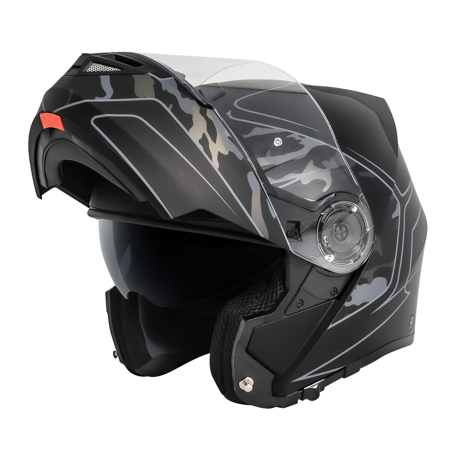 VCAN VX28 Full Face Modular Flip-Up Motorcycle Helmet - DOT & ECE Certified - Coolmax Cheek Pads - OTG Compatible - for Street Biking, Commuting & Long Rides