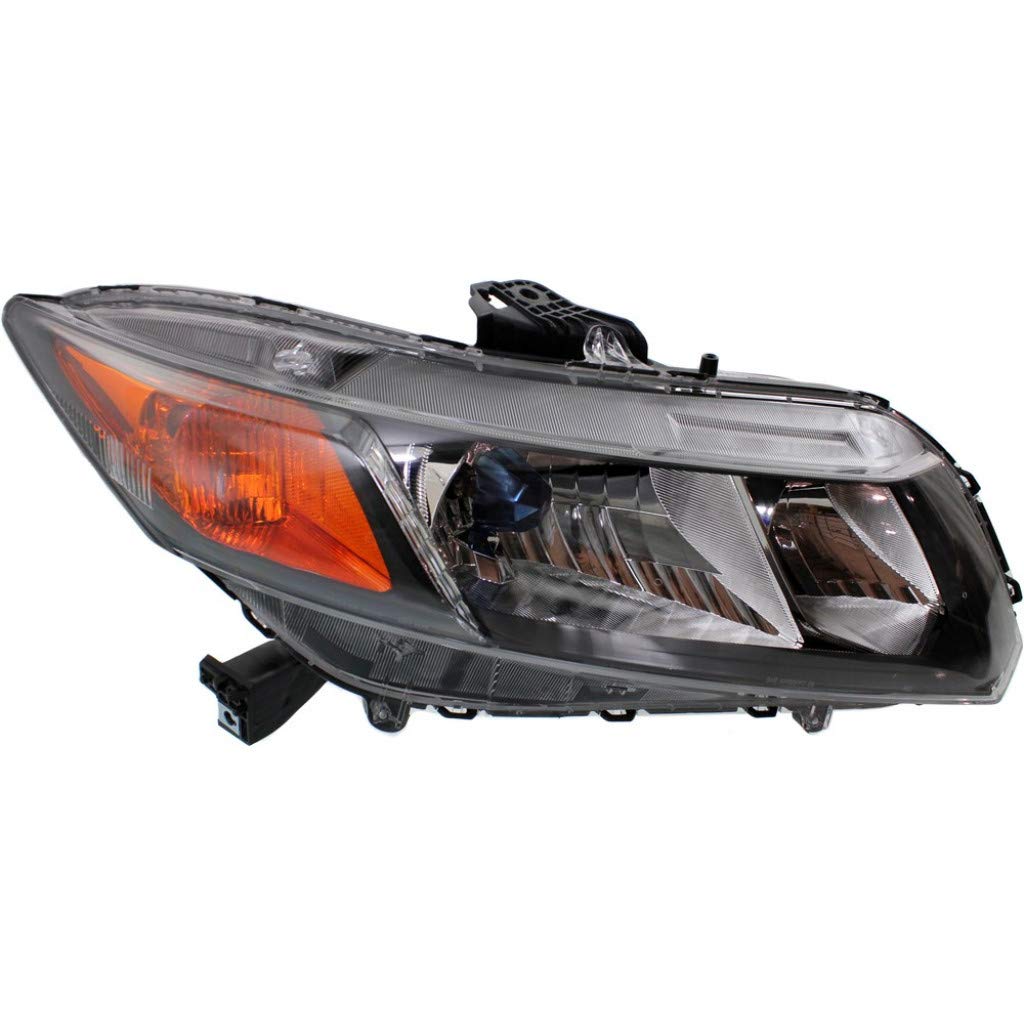 2012 Honda Civic Headlight Assembly - Passenger Side with Bulbs & Black Housing (HO2503145) | Direct Fit Replacement for Improved Night Visibility | Perfect for Daily Commuting & Road Trips
