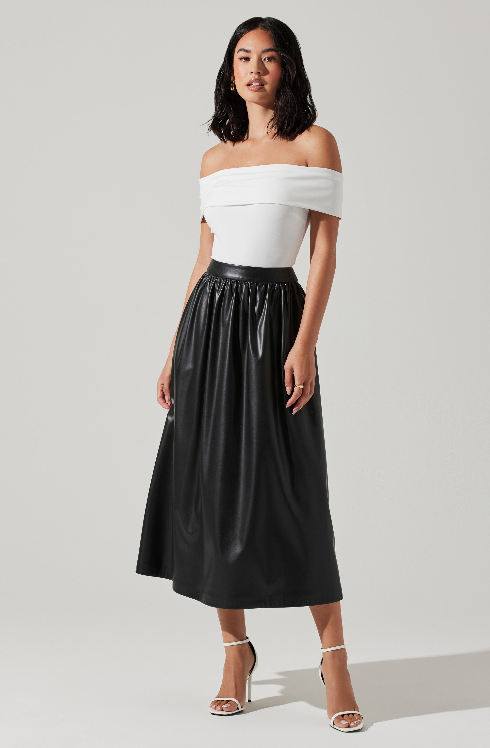 Stylish Diandra Faux Leather Midi Skirt for Women - Trendy Vegan Leather Pencil Skirt for Office, Party & Casual Wear