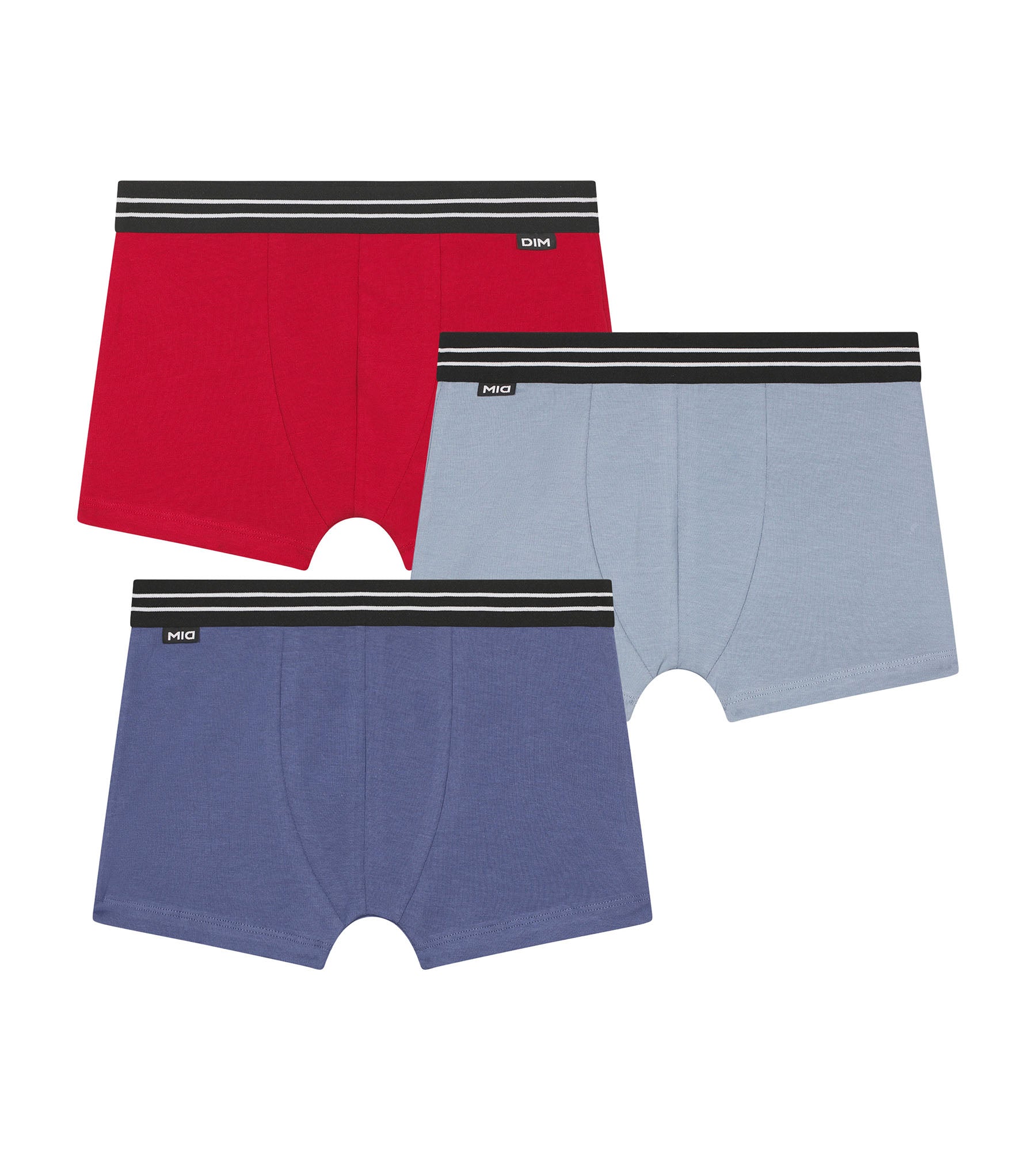 3 Pack Boys' Cotton Stretch Boxer Briefs - Carmine Red & Ecru Blue - Soft & Breathable Underwear for Kids | Perfect for School, Sports & Everyday Comfort