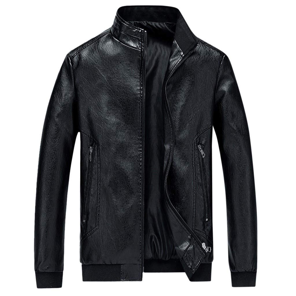 Men's Genuine Leather Biker Jacket - Winter Motorcycle Coat with Zipper & Long Sleeves | Warm Outerwear for Riding, Casual Wear & Outdoor Activities